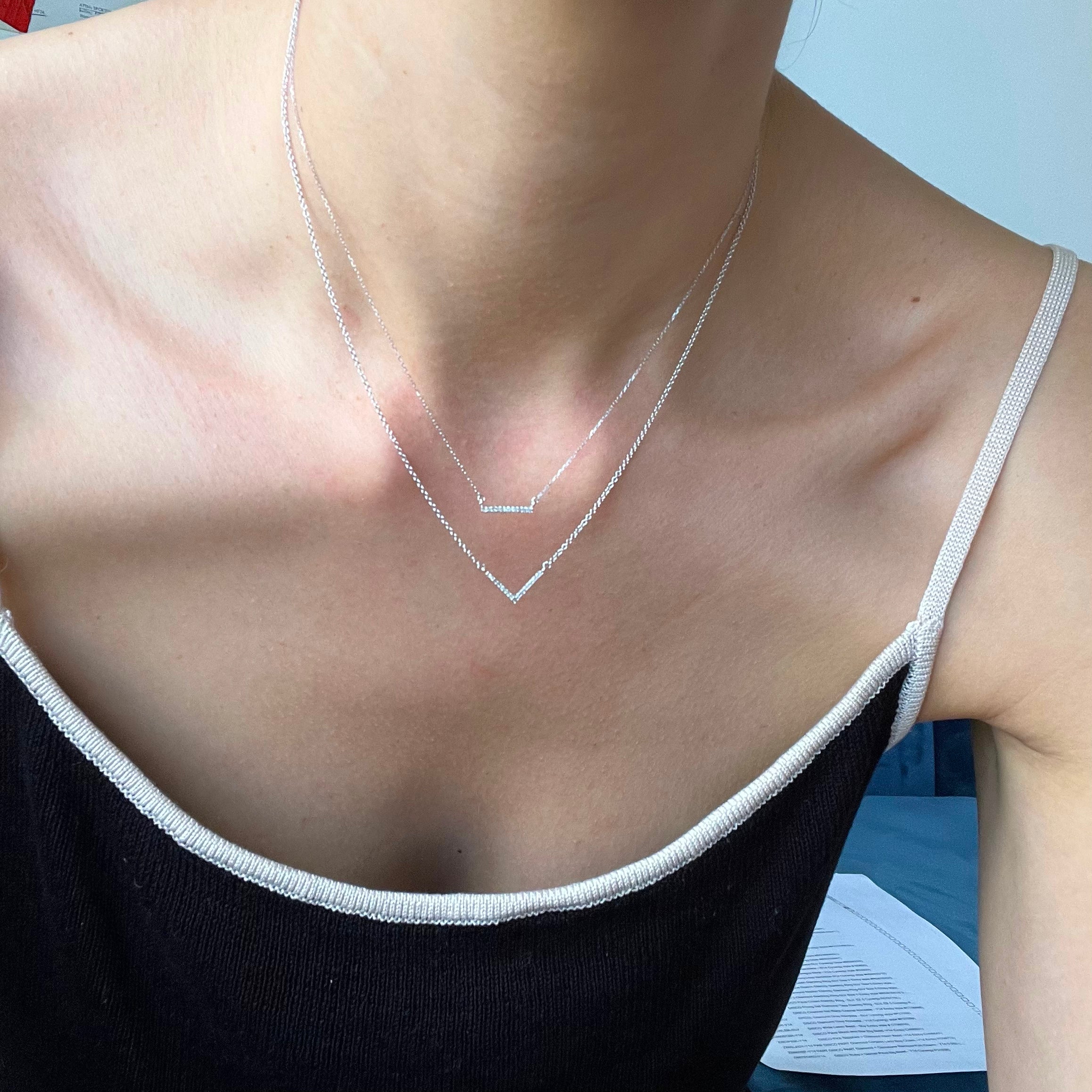 Pavé Bar Necklace in Sterling Silver
