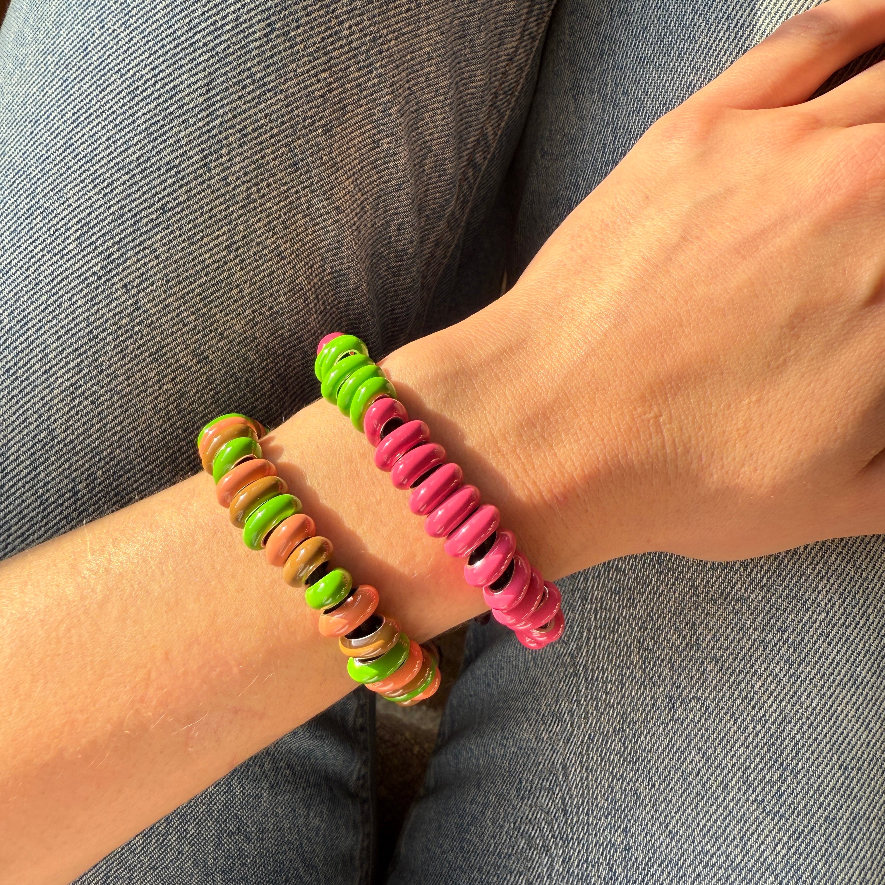 One of a Kind Desert Full Enamel Big Bead Bracelet