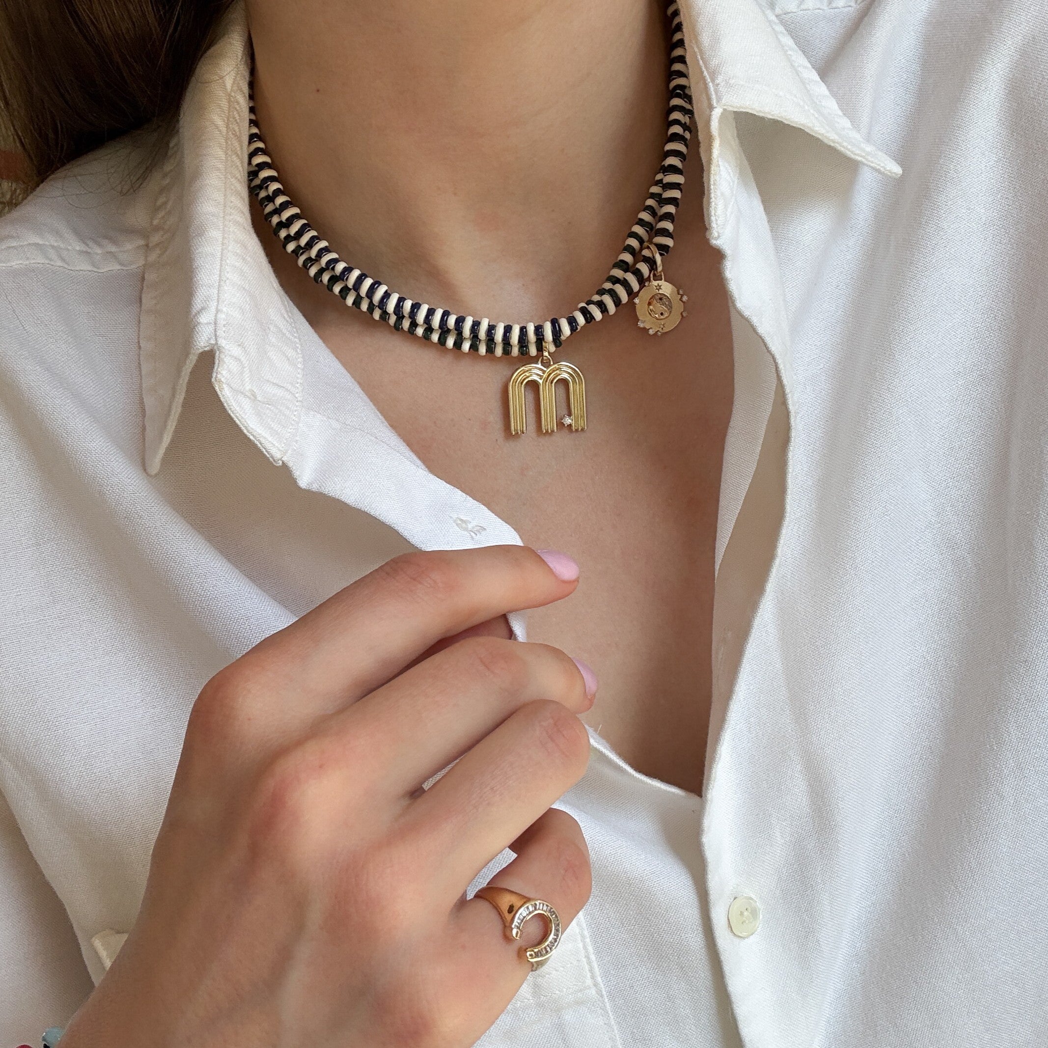 Cabana Stripes Full Enamel Mini Bead Necklace