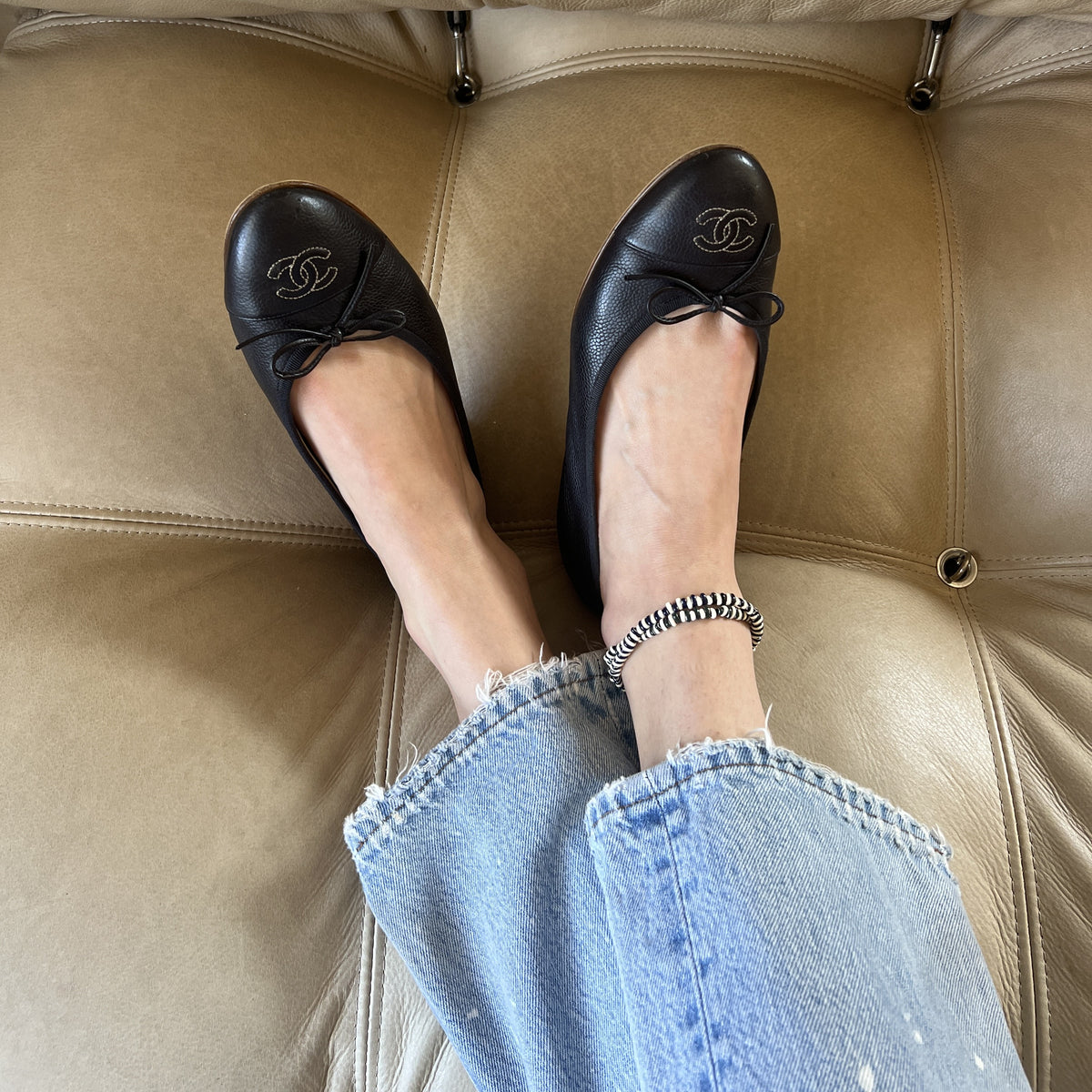 Midnight Stripes Full Enamel Mini Bead Anklet