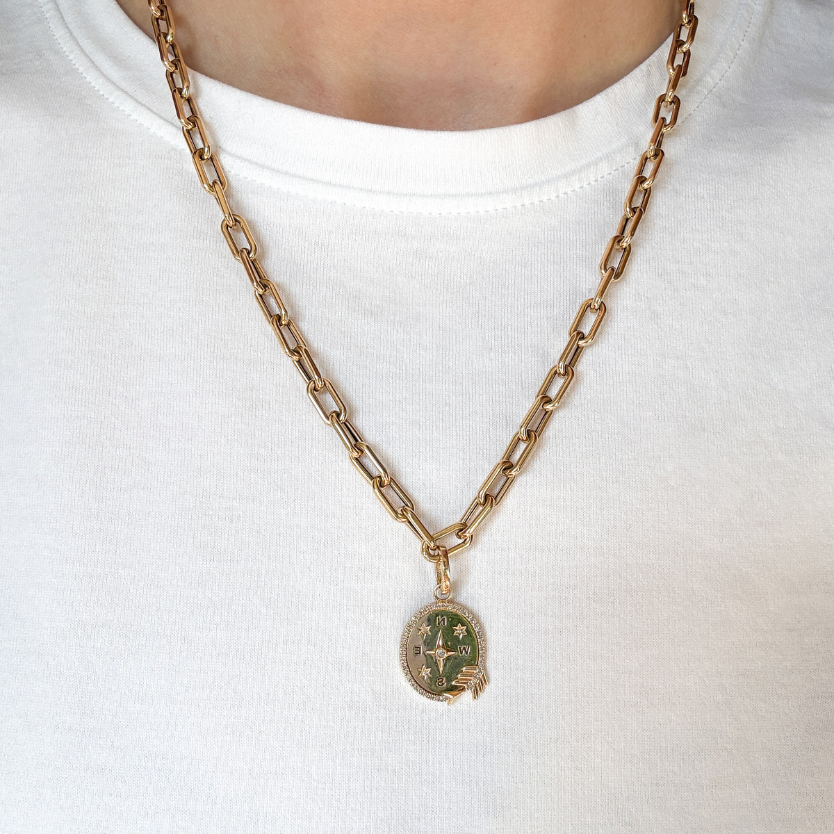 Diamond Arrow Compass Hinged Charm