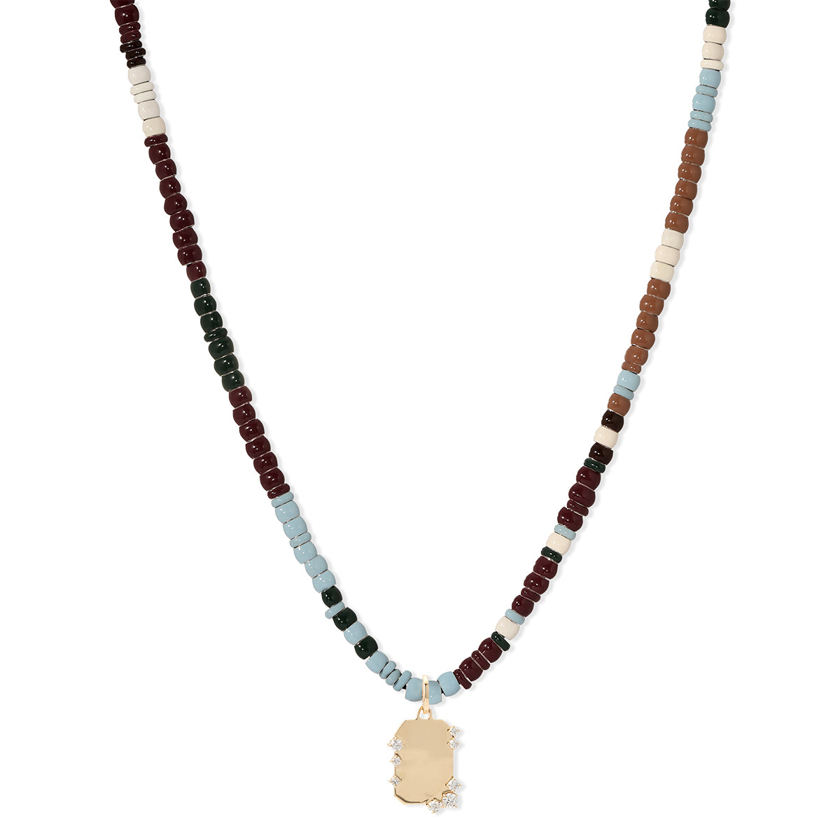 Ivy League Diamond Dog Tag Full Enamel Mini Bead Necklace