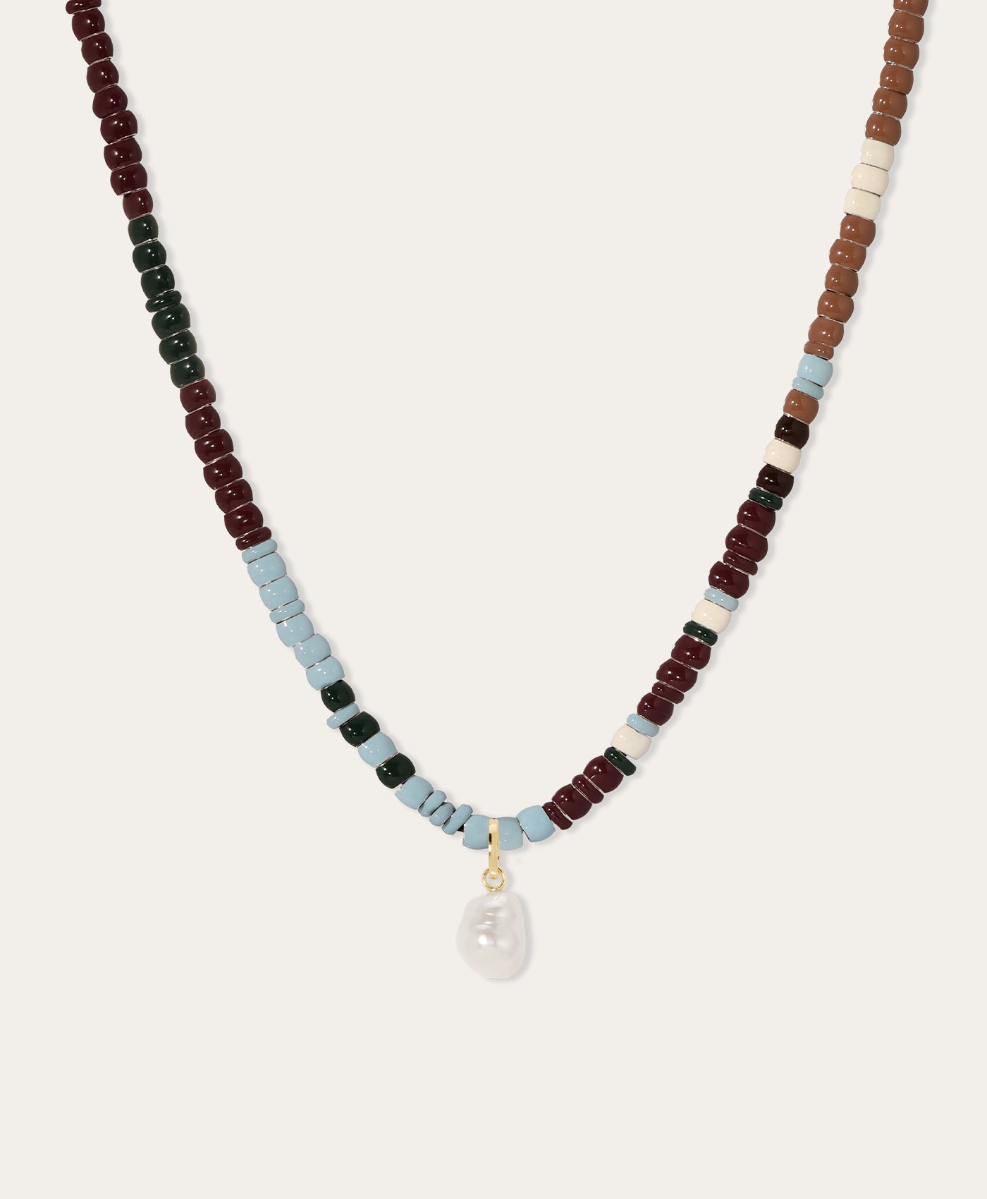 Ivy League Pearl Drop Full Enamel Mini Bead Necklace