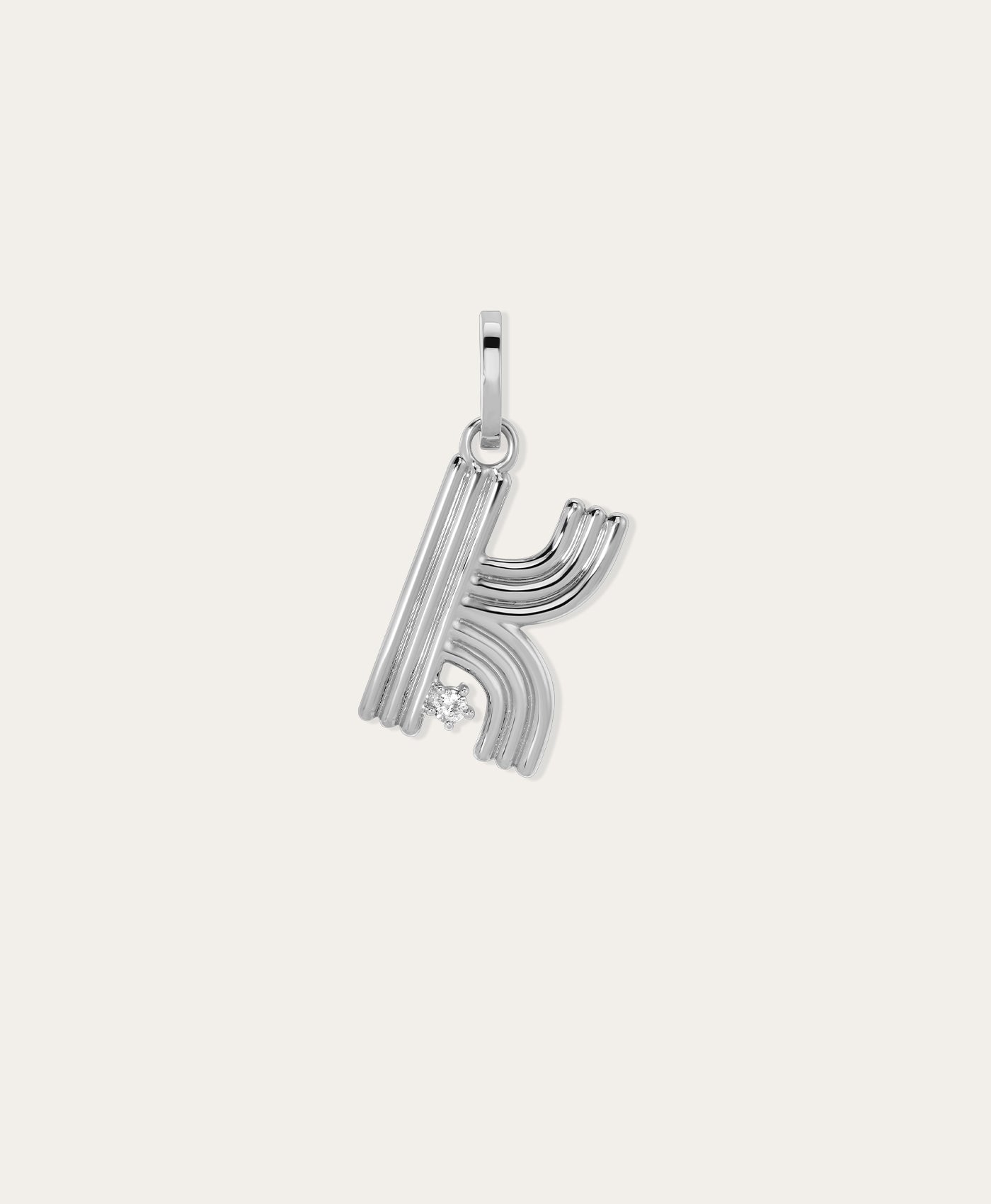 Groovy Diamond Initial Hinged Charm in Sterling Silver
