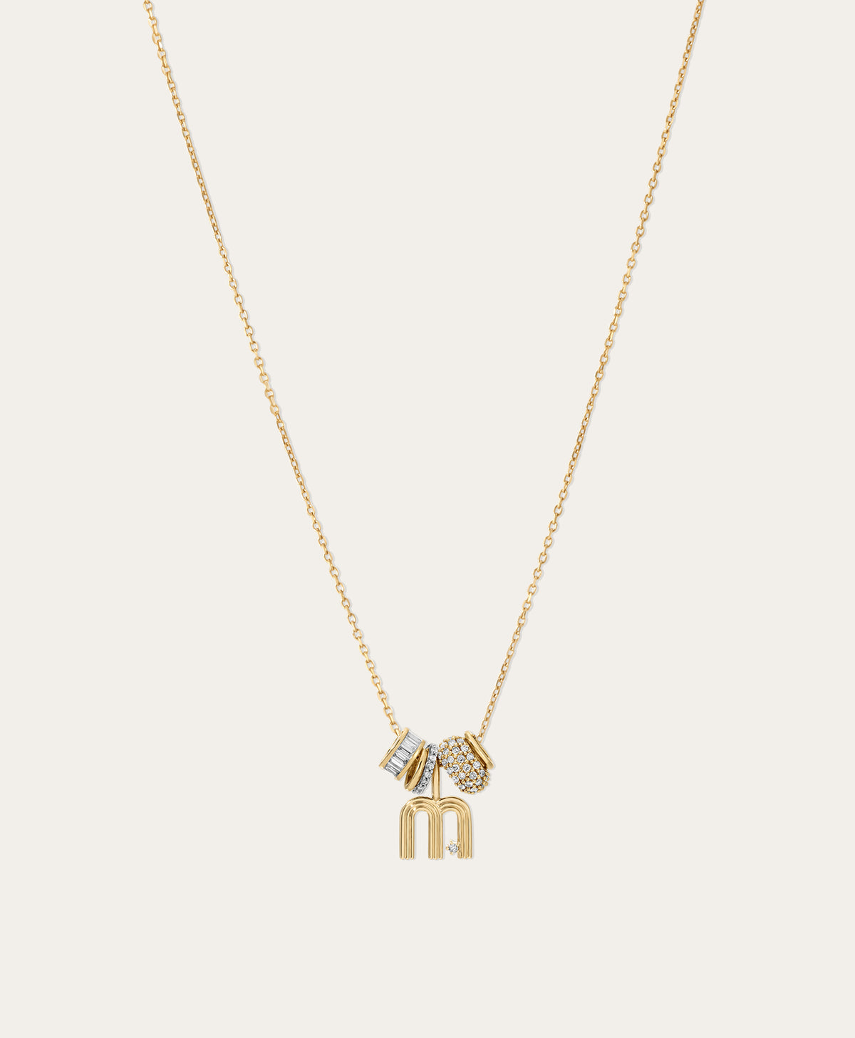 Groovy Initial Mini Charm Diamond Bead Party Necklace