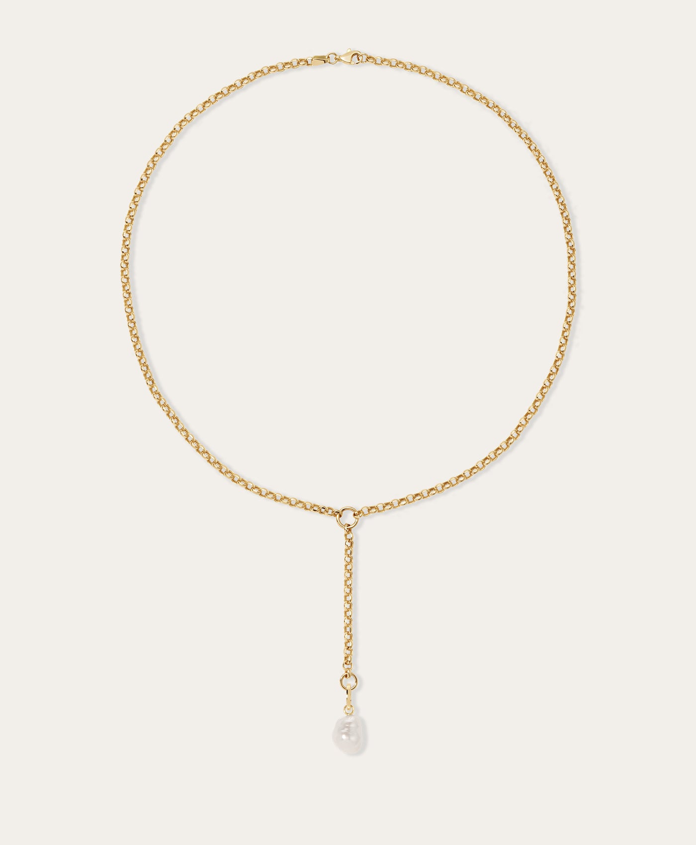 Lariat Necklace Pearl Drop