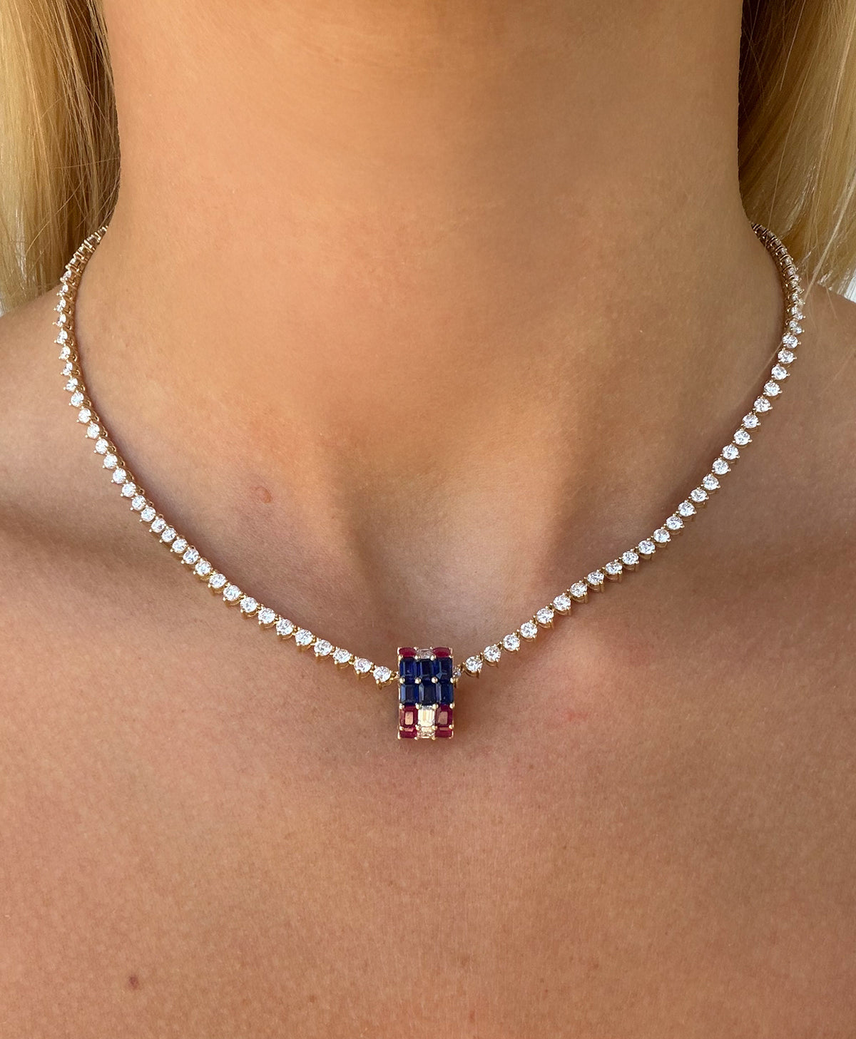 Liberty Diamond Big Bead Tennis Necklace