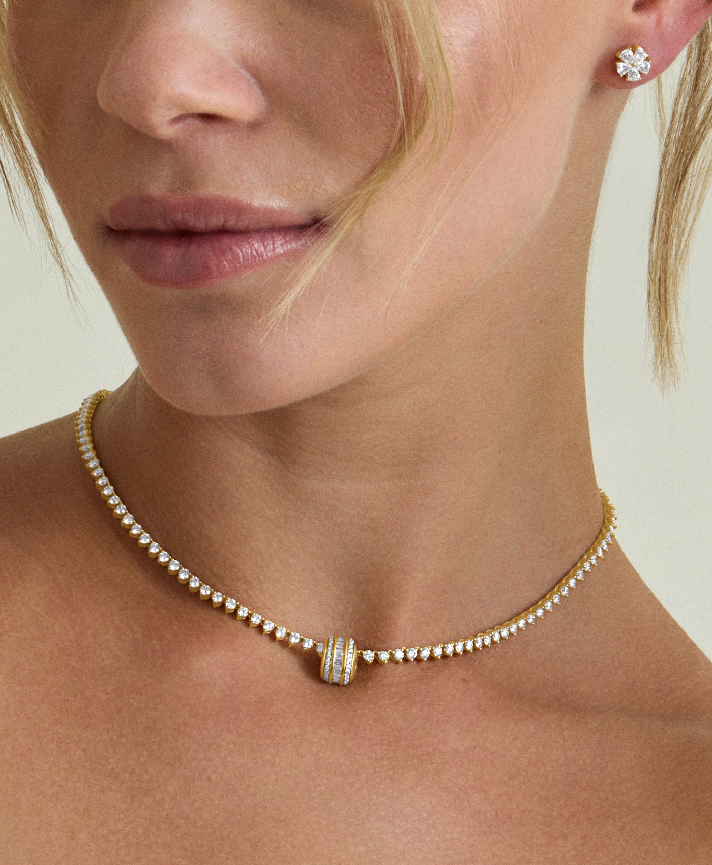 Martine Diamond Big Bead Tennis Necklace