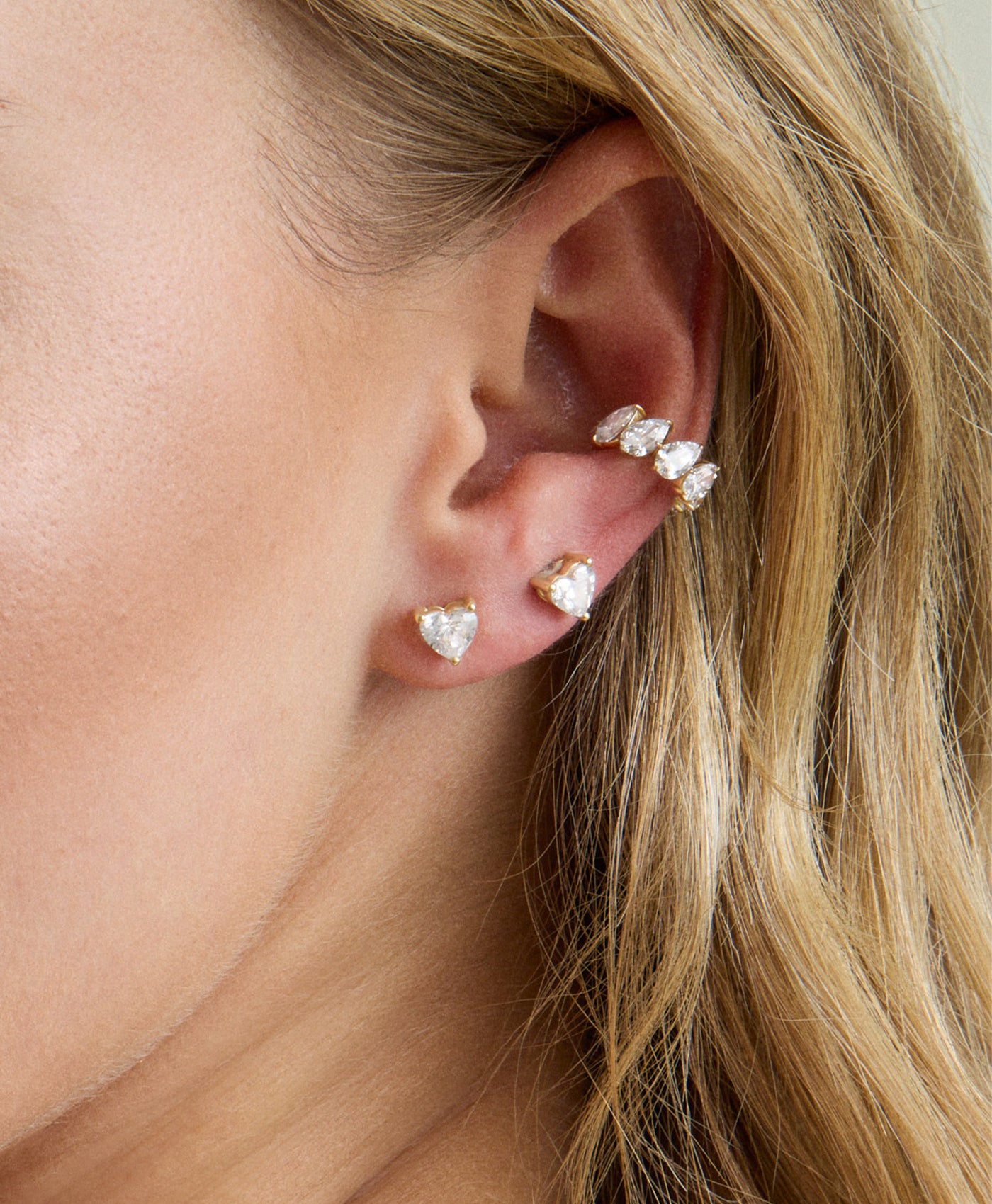 Diamond Heart Stud Earrings