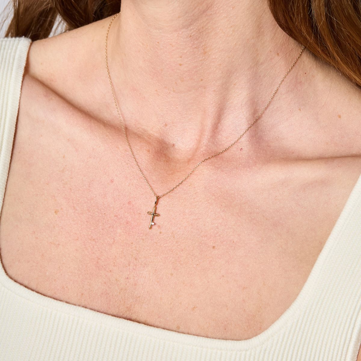 Diamond Cross Mini Charm in Sterling Silver