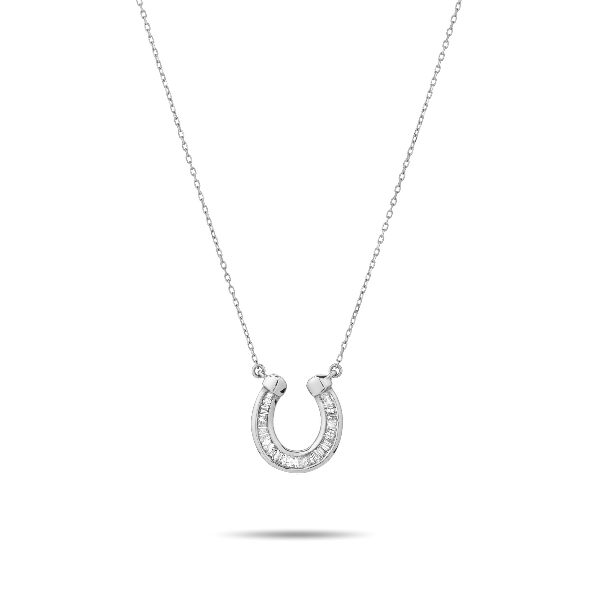Baguette Horseshoe Necklace in Sterling Silver