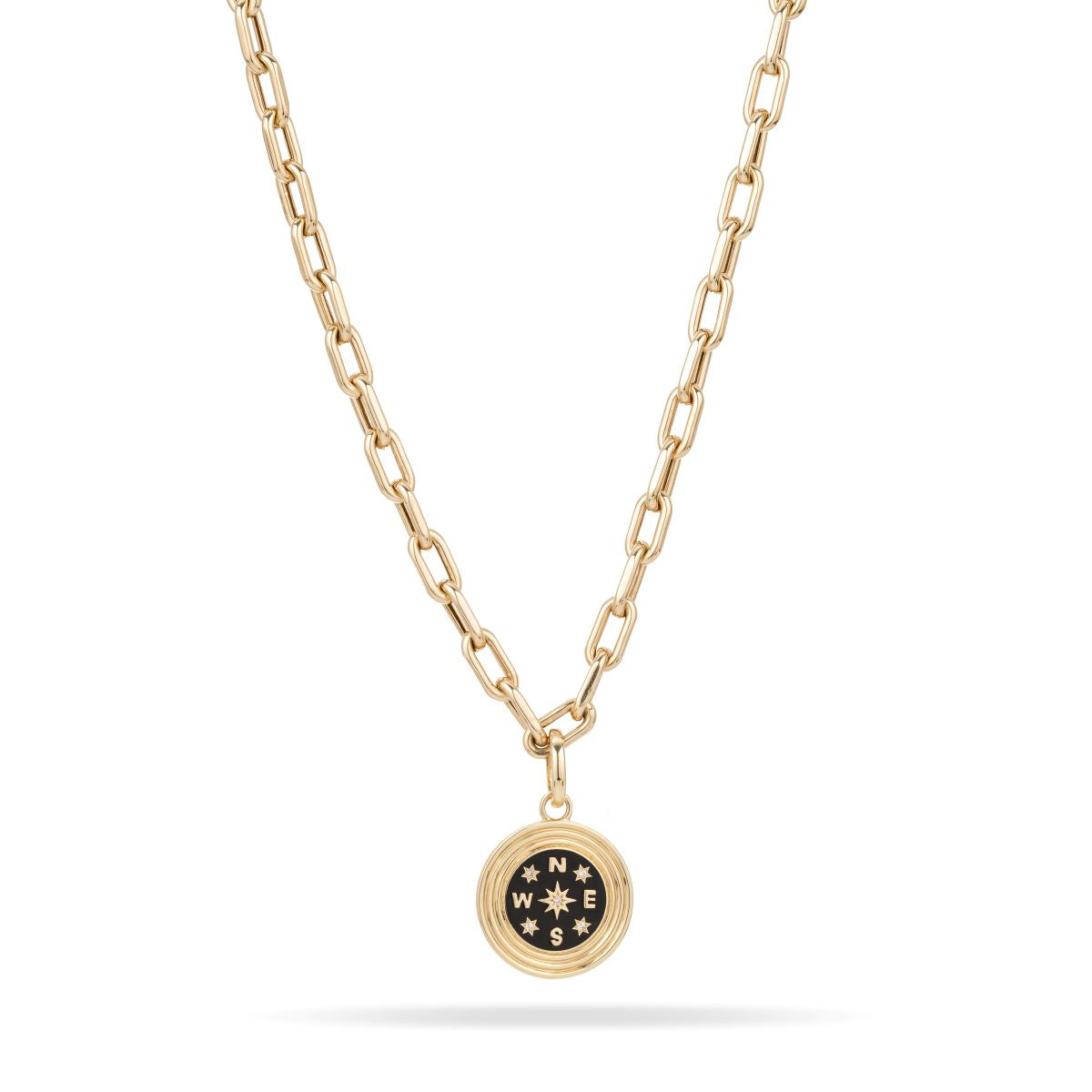 Large Ceramic + Diamond Compass Hinged Charm