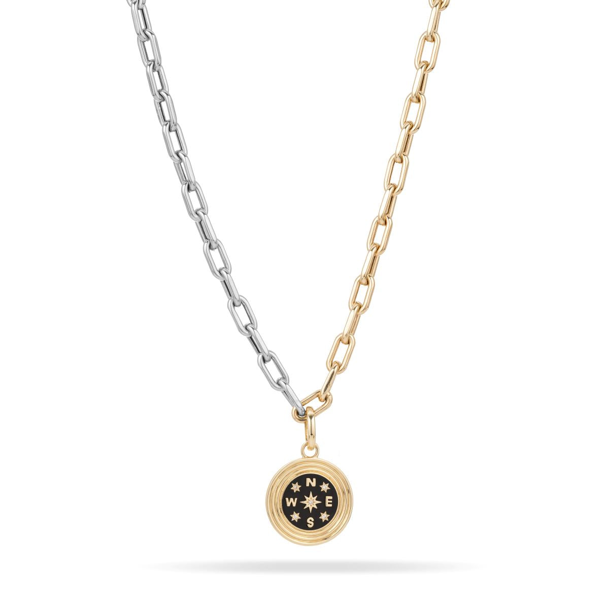 Large Ceramic + Diamond Compass Hinged Charm