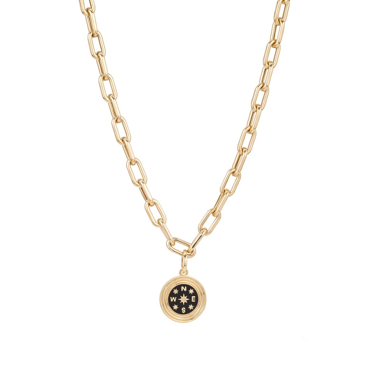 Large Ceramic + Diamond Compass Hinged Charm