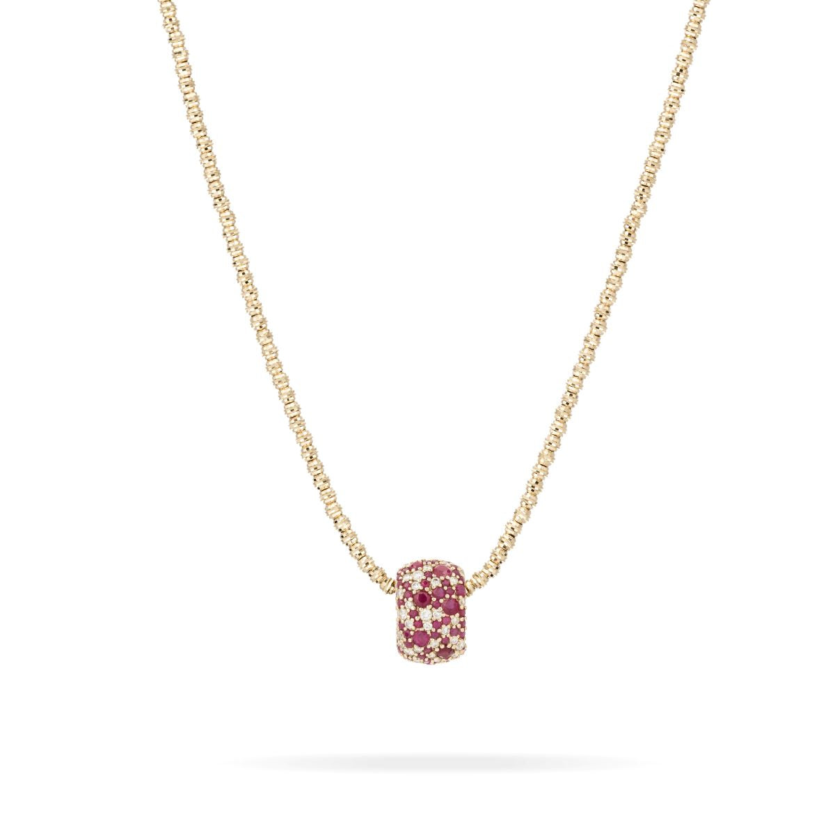 Wide Ruby + Diamond Pavé Big Bead