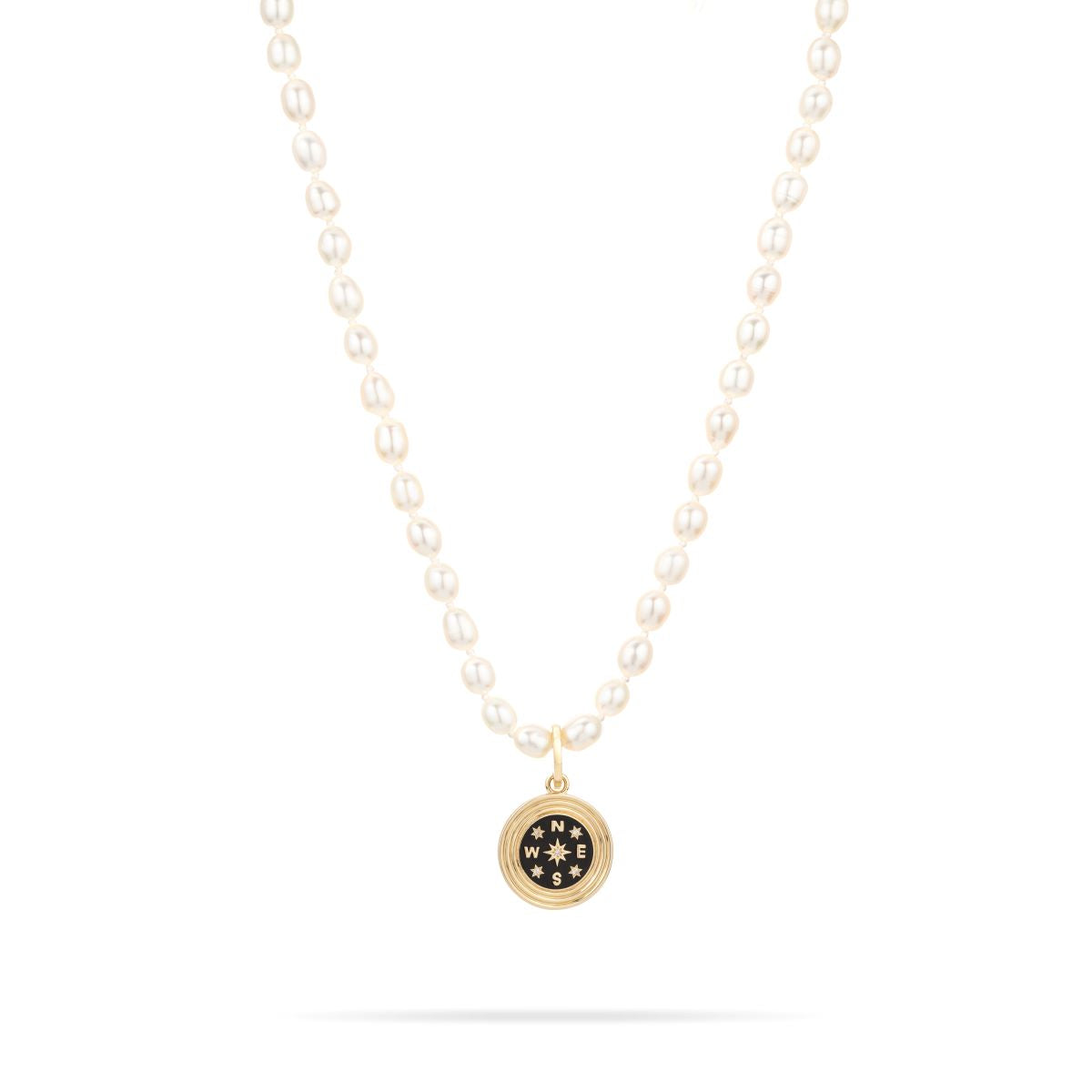 Large Ceramic + Diamond Compass Hinged Charm