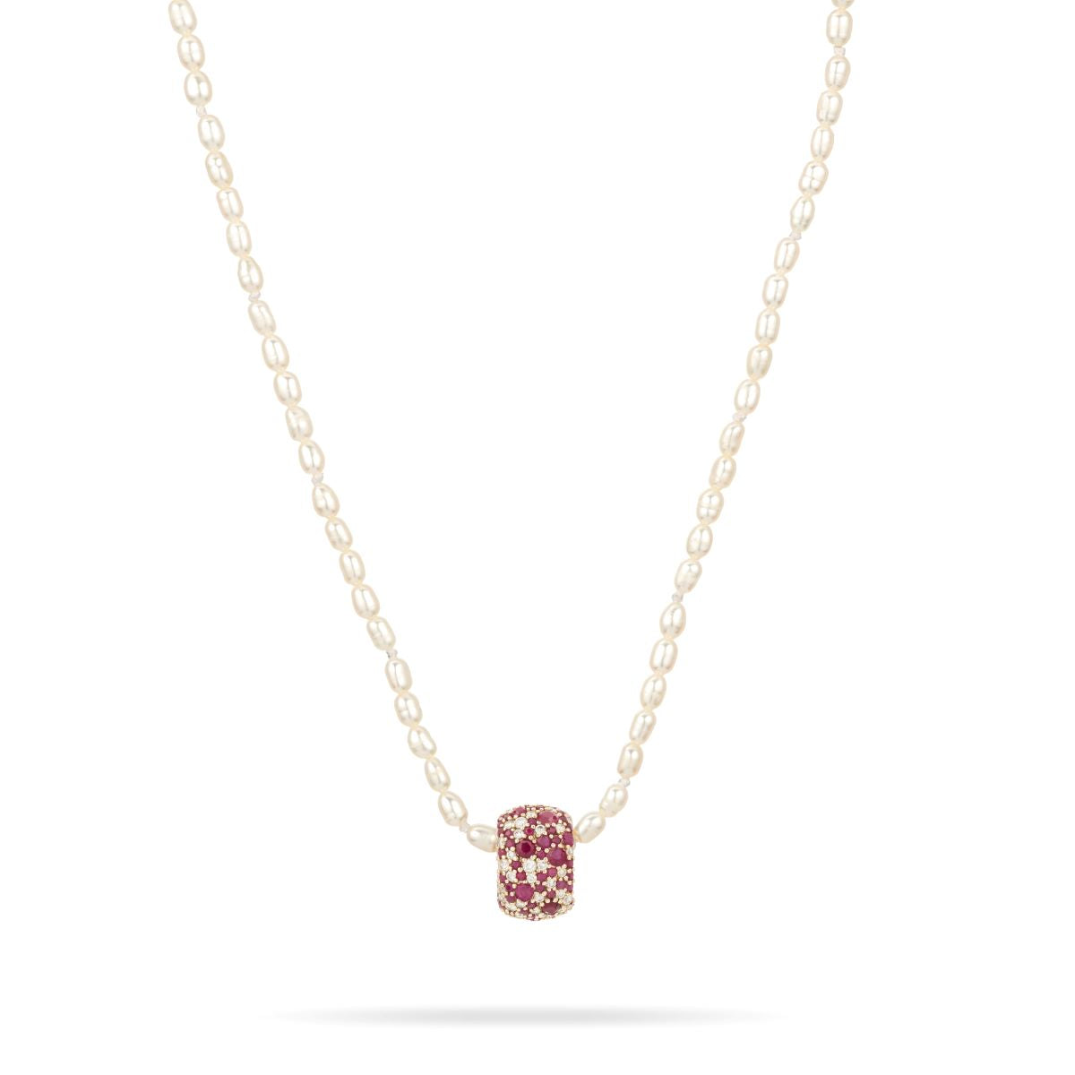 Wide Ruby + Diamond Pavé Big Bead
