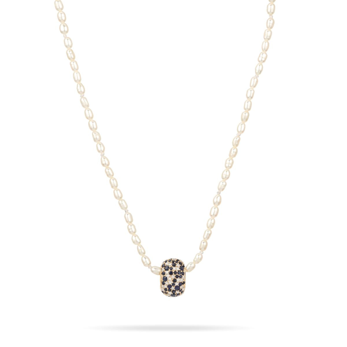 Wide Sapphire + Diamond Pavé Big Bead