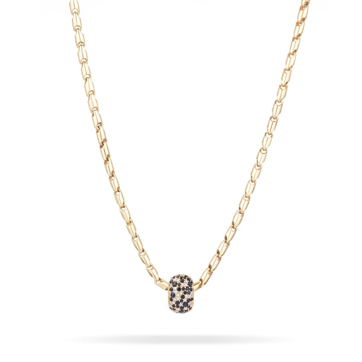 Wide Sapphire + Diamond Pavé Big Bead