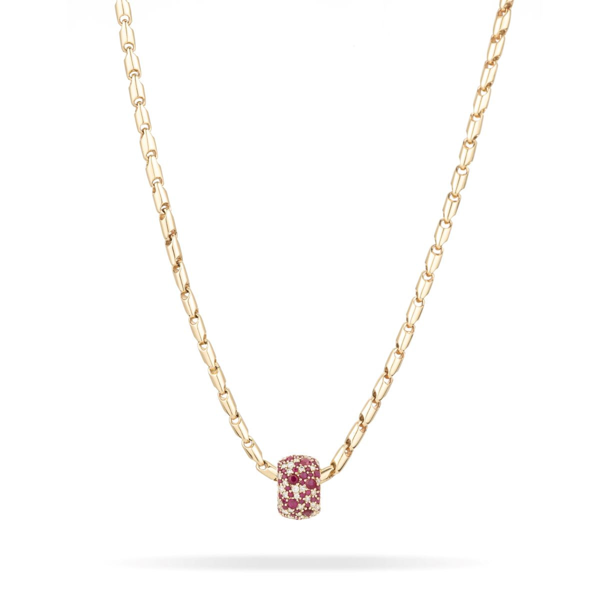 Wide Ruby + Diamond Pavé Big Bead