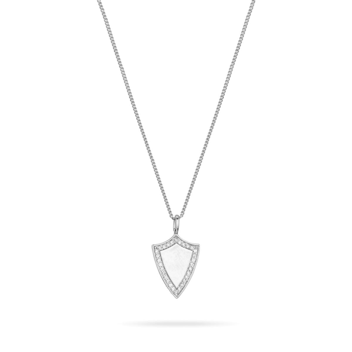 Pavé Shield Necklace in Sterling Silver