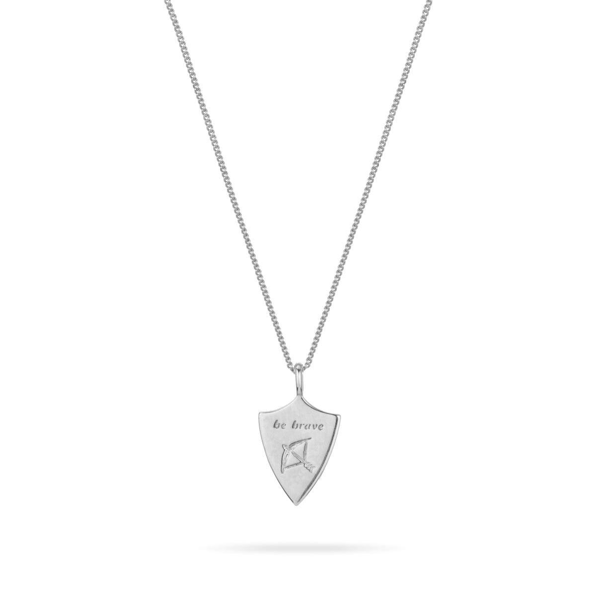 Pavé Shield Necklace in Sterling Silver