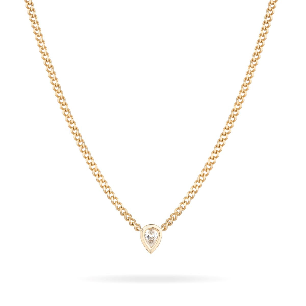 Pear Bezel Set Diamond Necklace -  Lab Grown