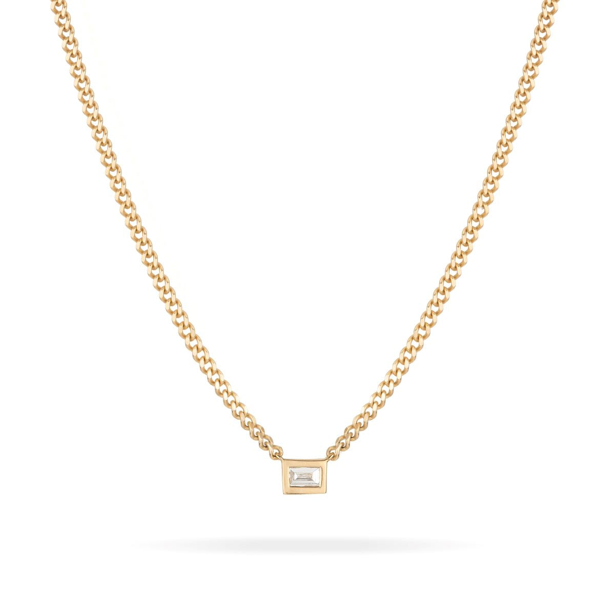 Emerald Bezel Set Diamond Necklace - Lab Grown