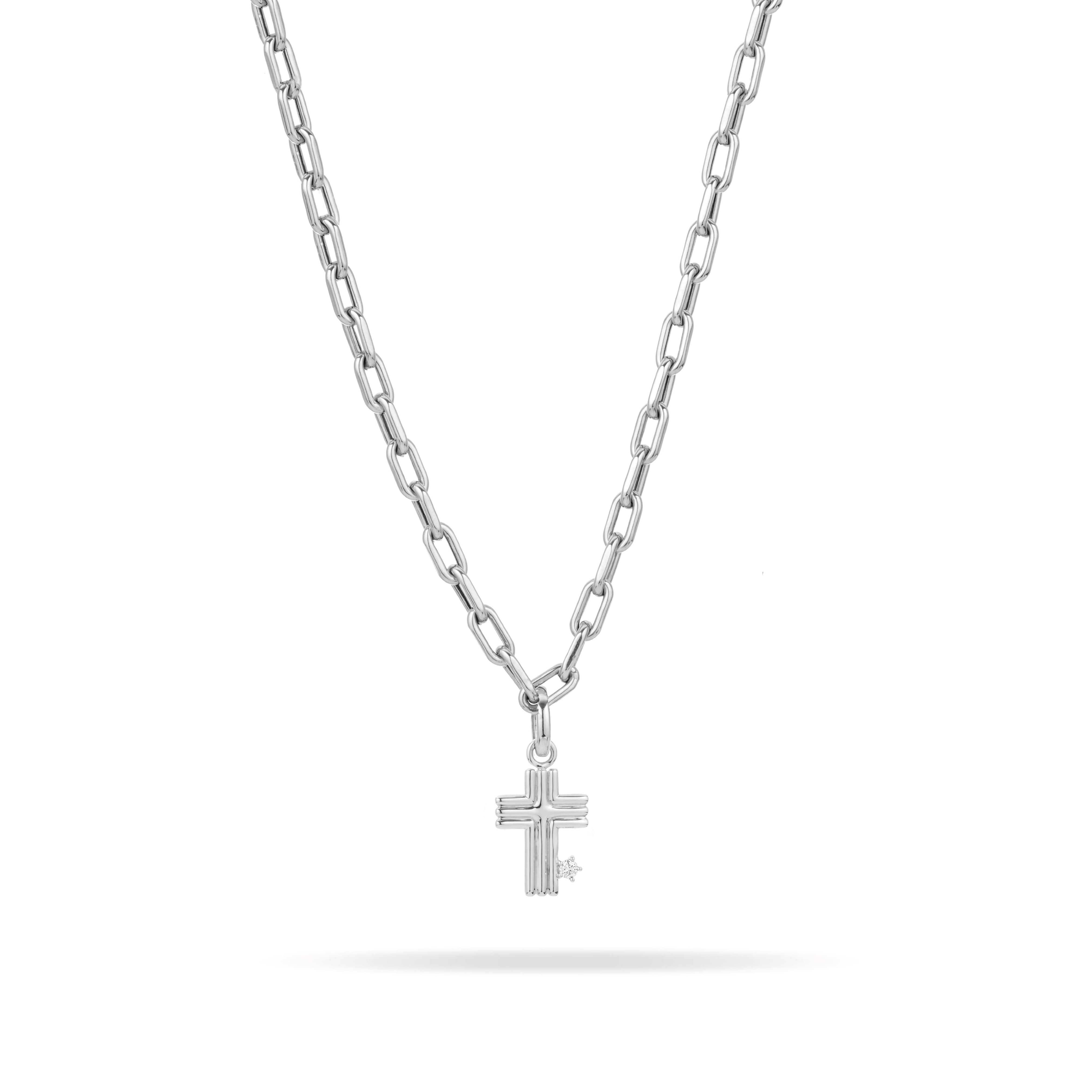 Groovy Cross Hinged Charm in Sterling Silver