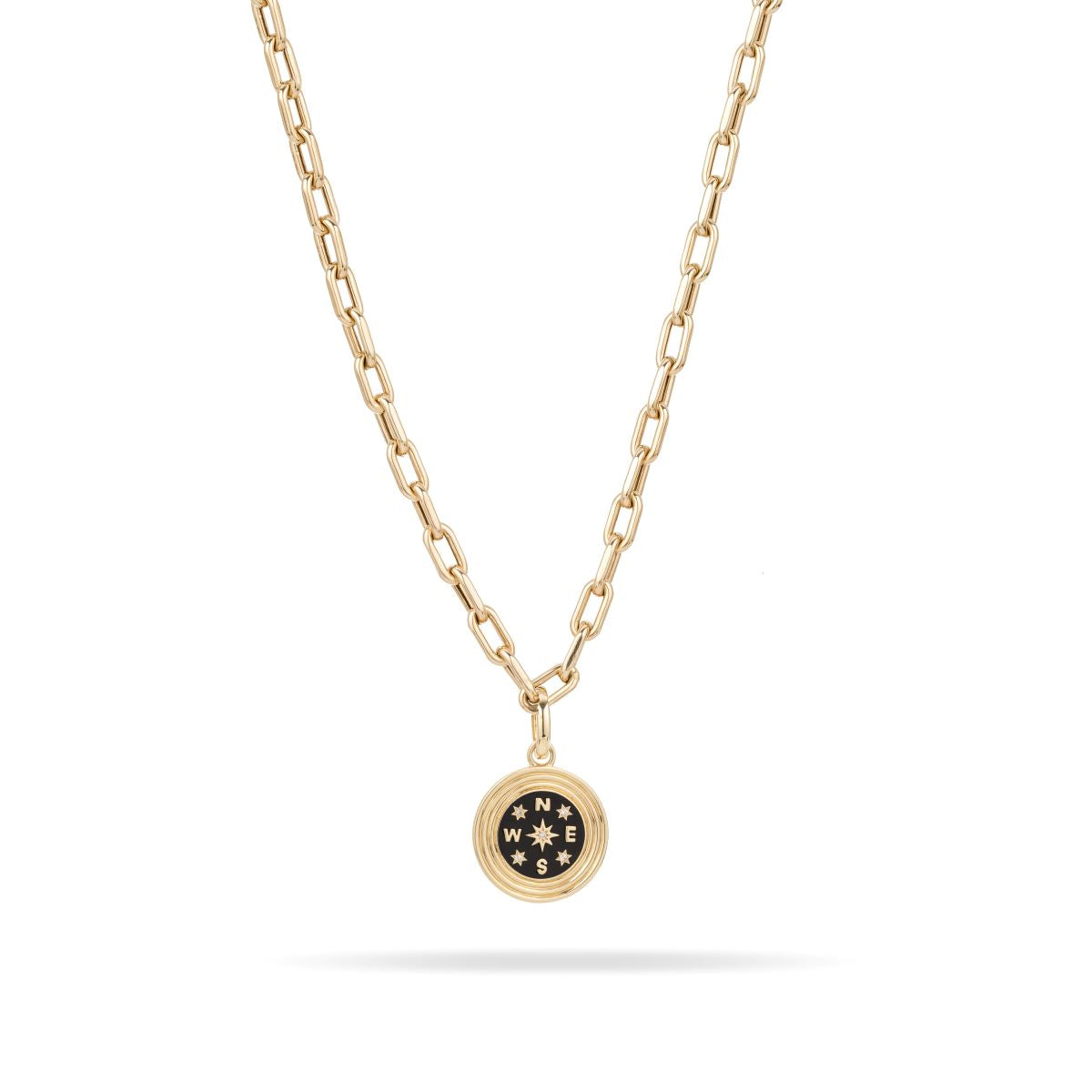 Large Ceramic + Diamond Compass Hinged Charm