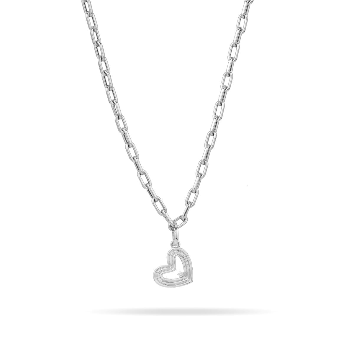Groovy Diamond Heart Hinged Charm in Sterling Silver