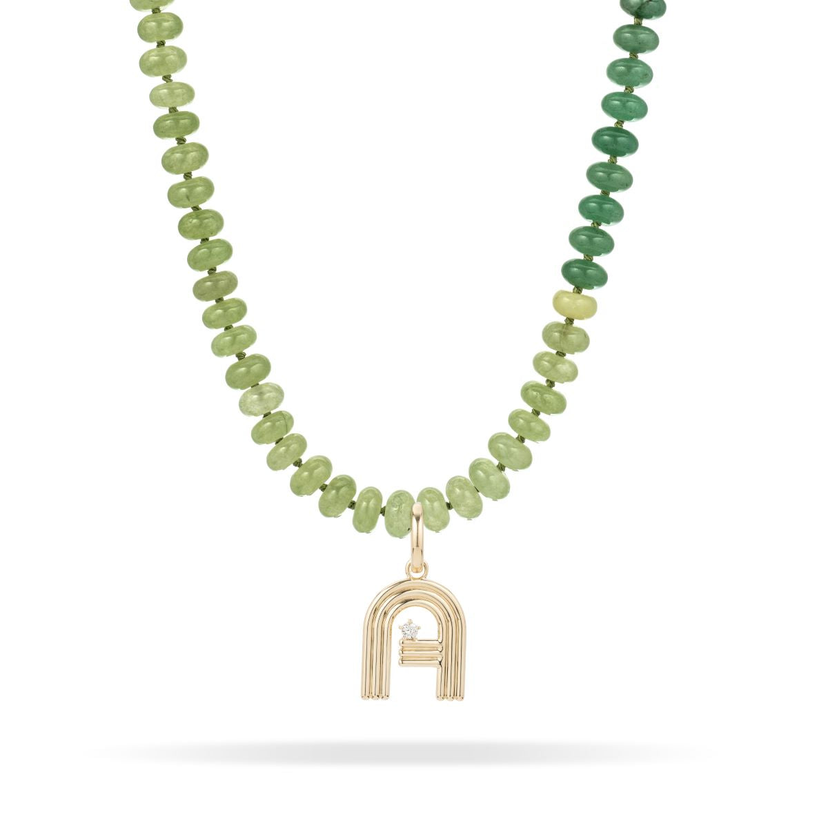 Shades of Green Gemstone  Initial Necklace
