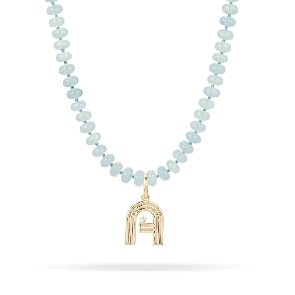 Shades of Light Blue Gemstone Initial Necklace