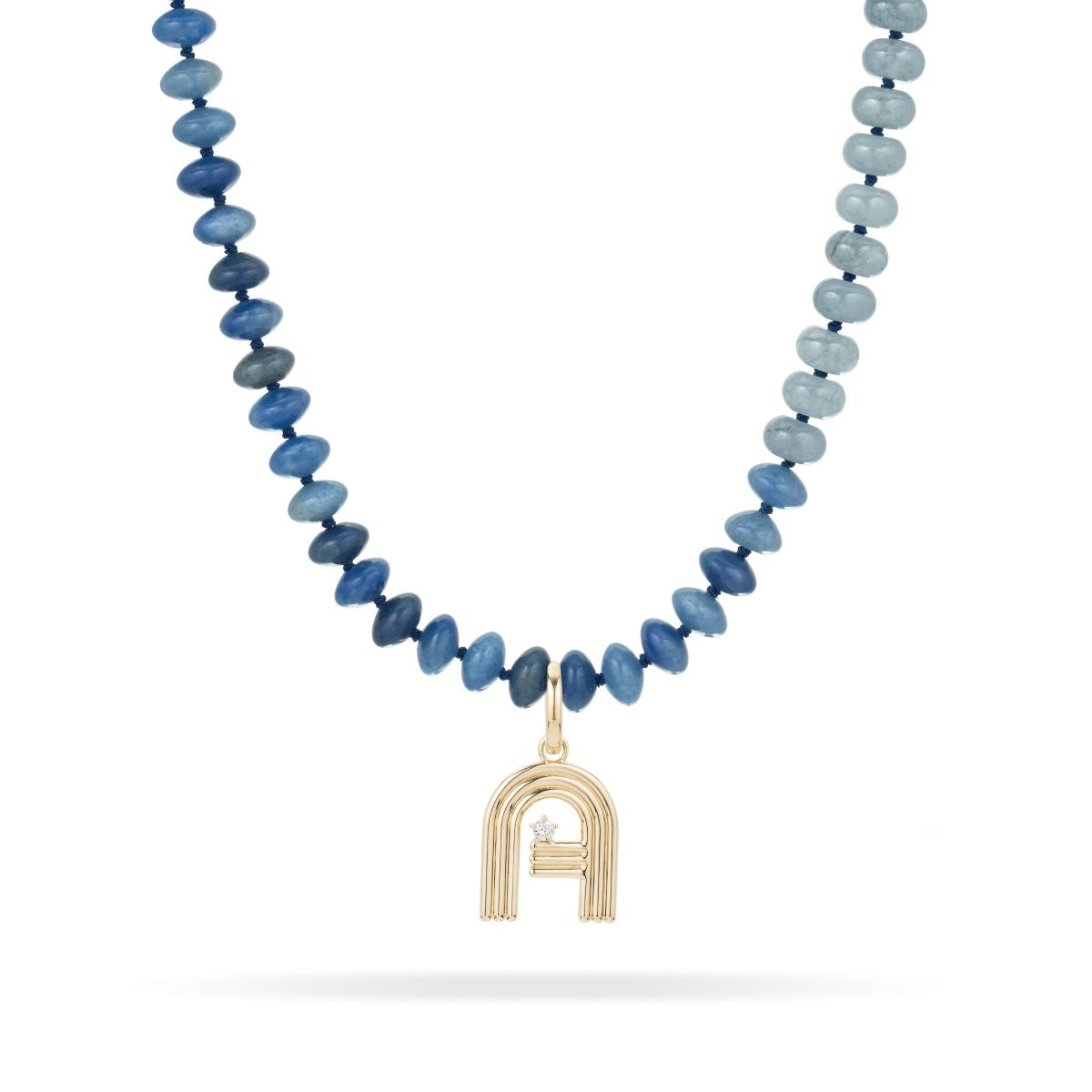 Shades of Deep Blue Gemstone Initial Necklace