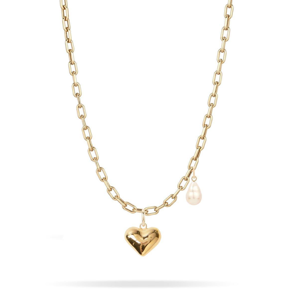 Small Helium Heart with Pearl Hinged Charm Necklace