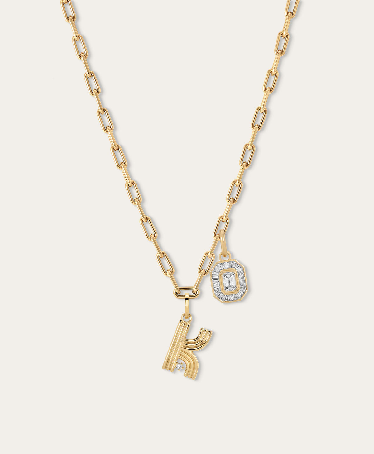 Name Drop Deco Diamond Initial Charm Necklace