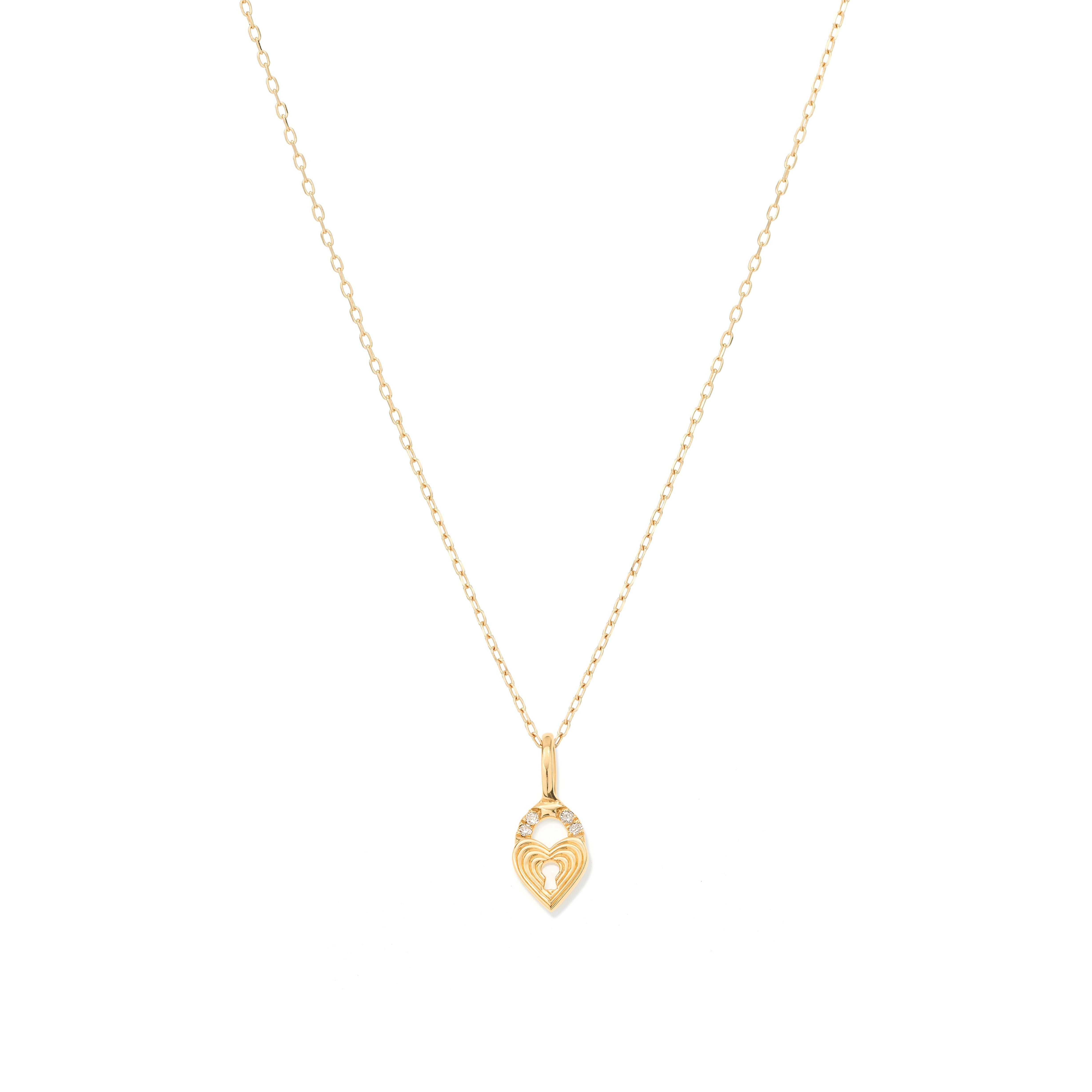 Groovy Diamond Heart Padlock Mini Charm