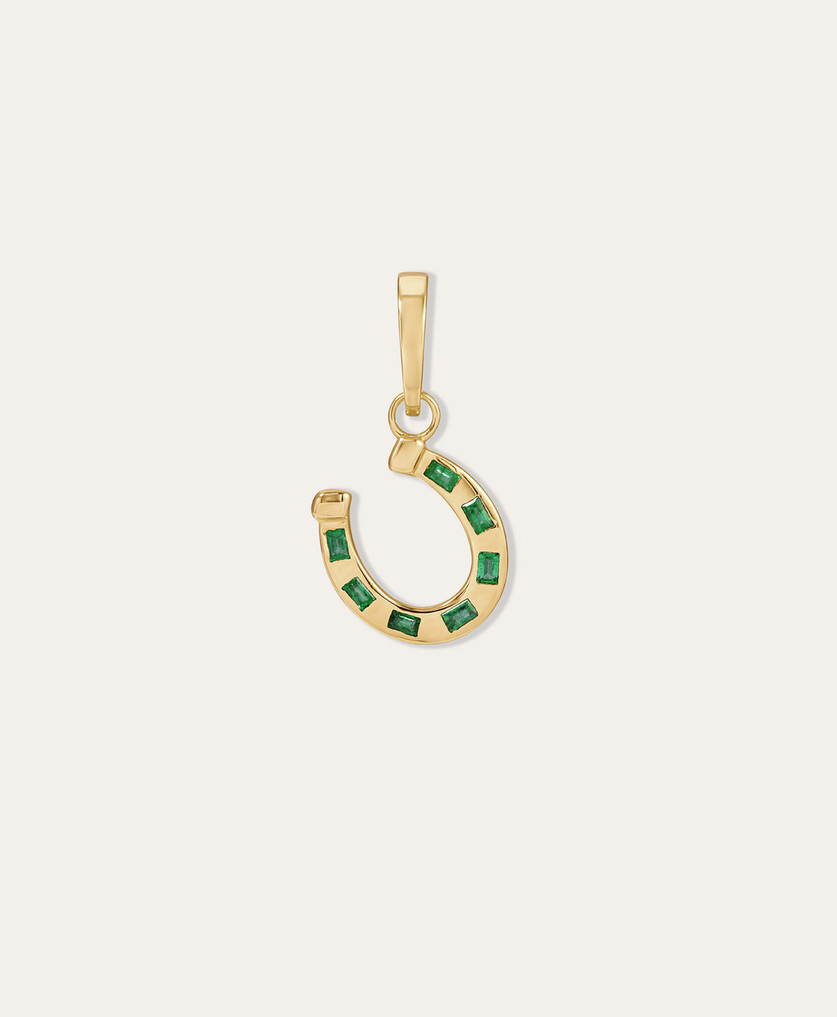 One of a Kind Emerald Baguette Horseshoe Hinged Charm