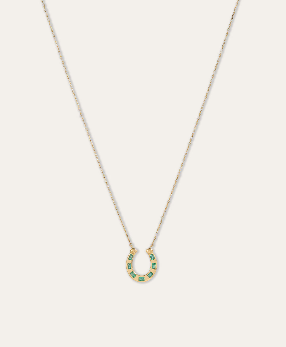 One of a Kind Emerald Baguette Horseshoe Necklace