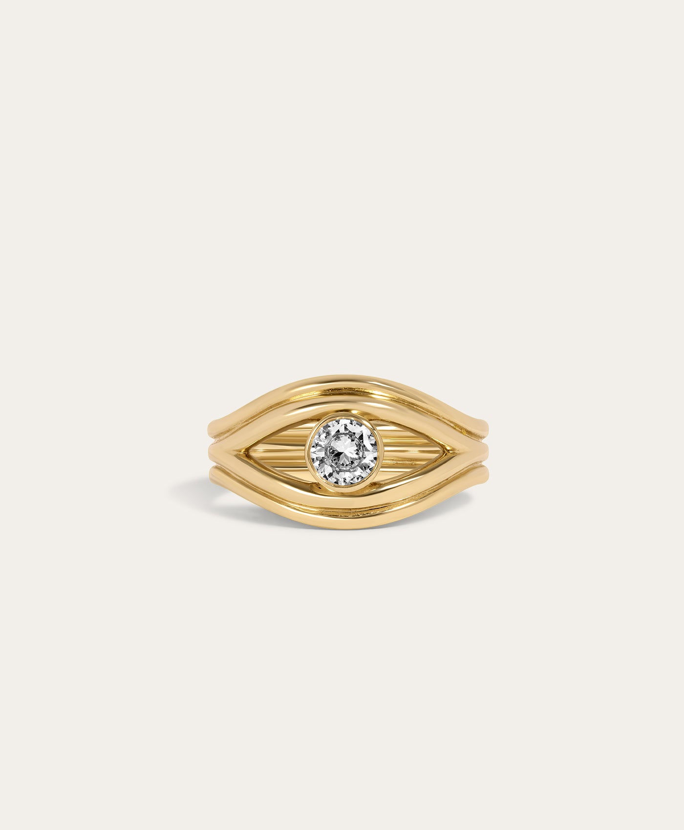 One of a Kind Groovy Diamond Evil Eye Diamond Ring - Lab Grown - Size 6
