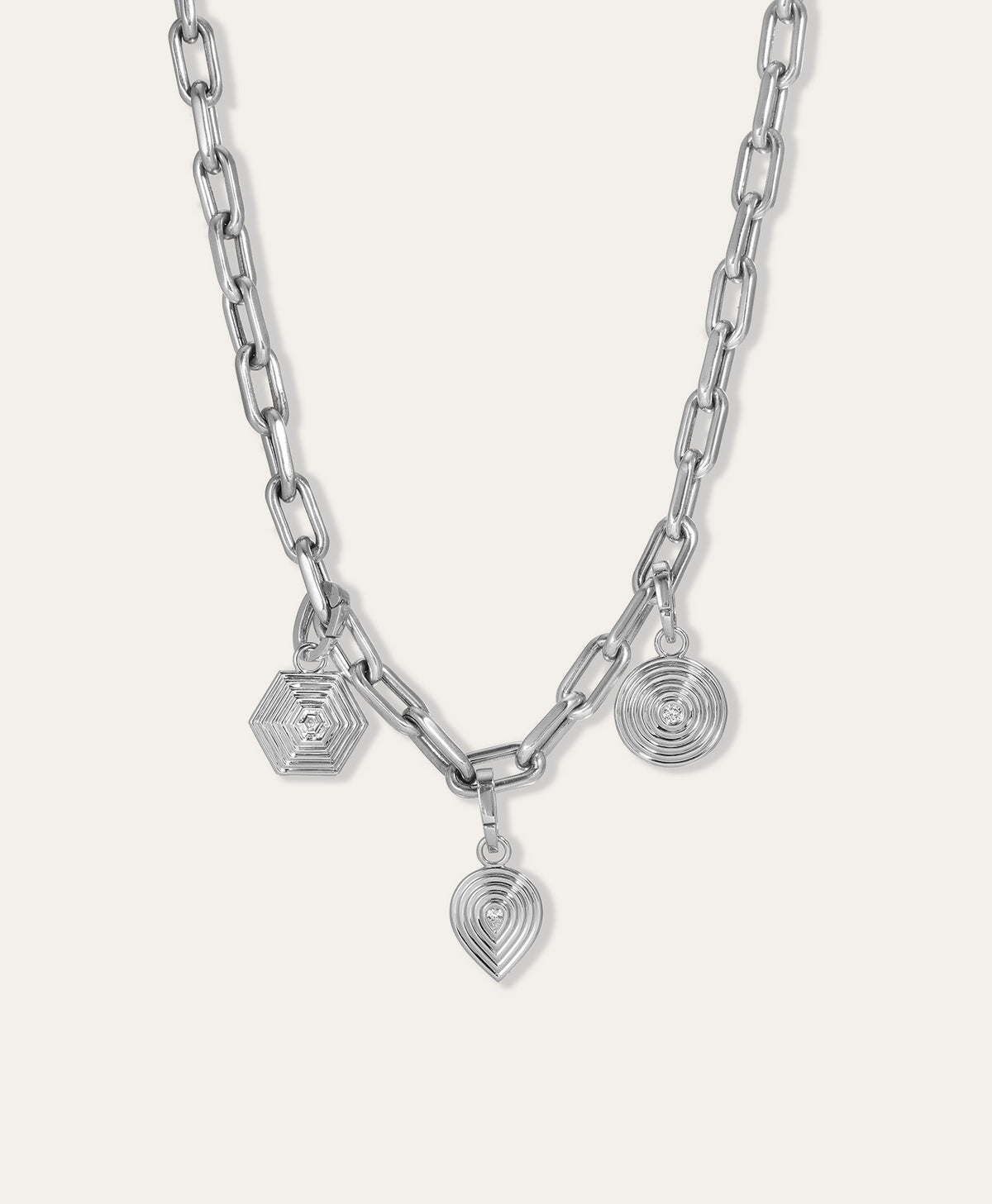 One of a Kind Groovy Diamond Geometric Charm Necklace