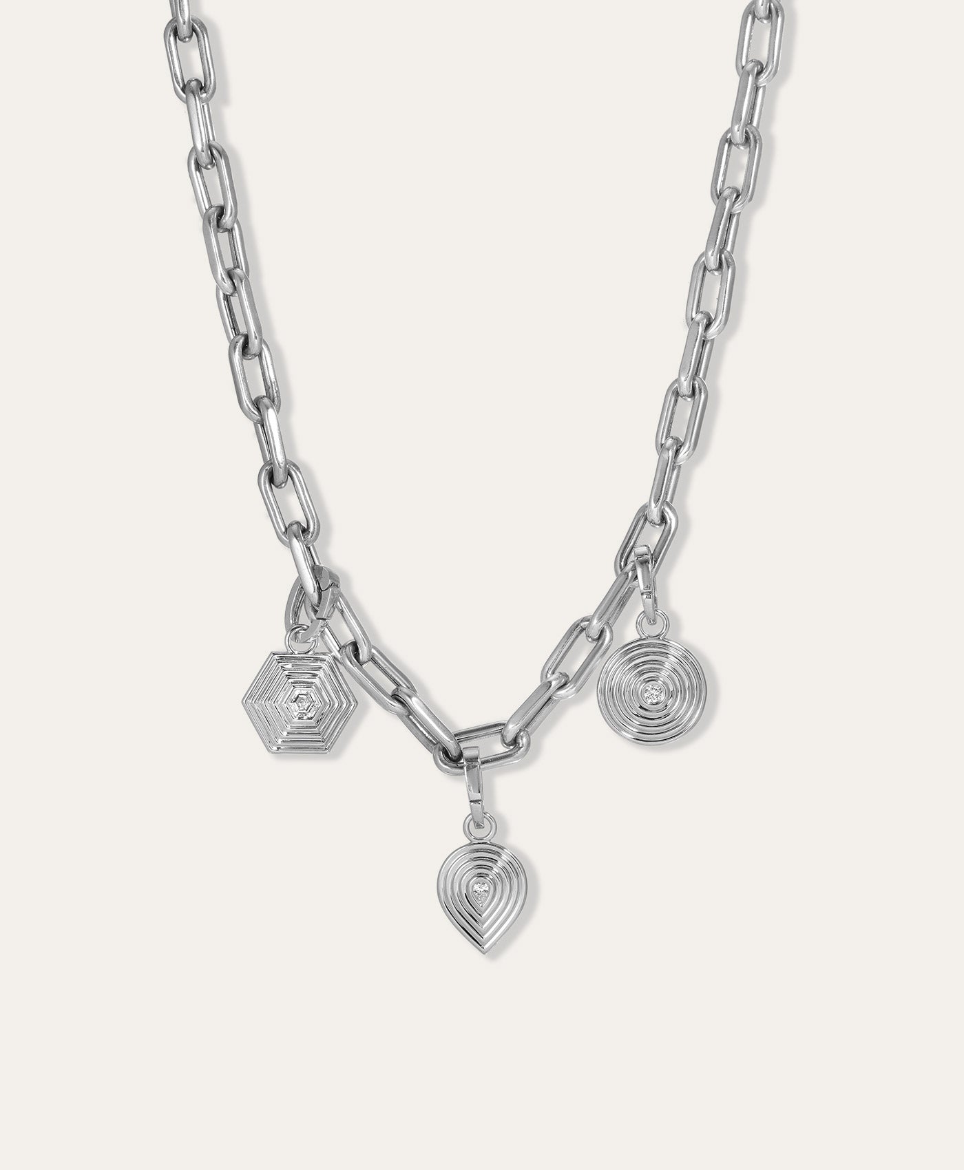 One of a Kind Groovy Diamond Geometric Charm Necklace