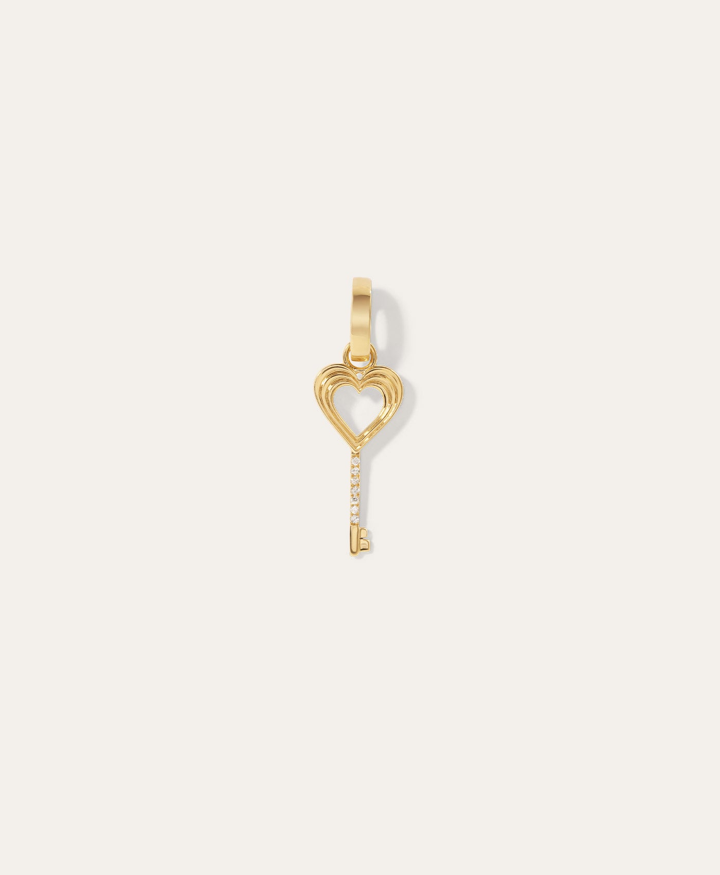 One of a Kind Groovy Diamond Heart Key Hinged Charm