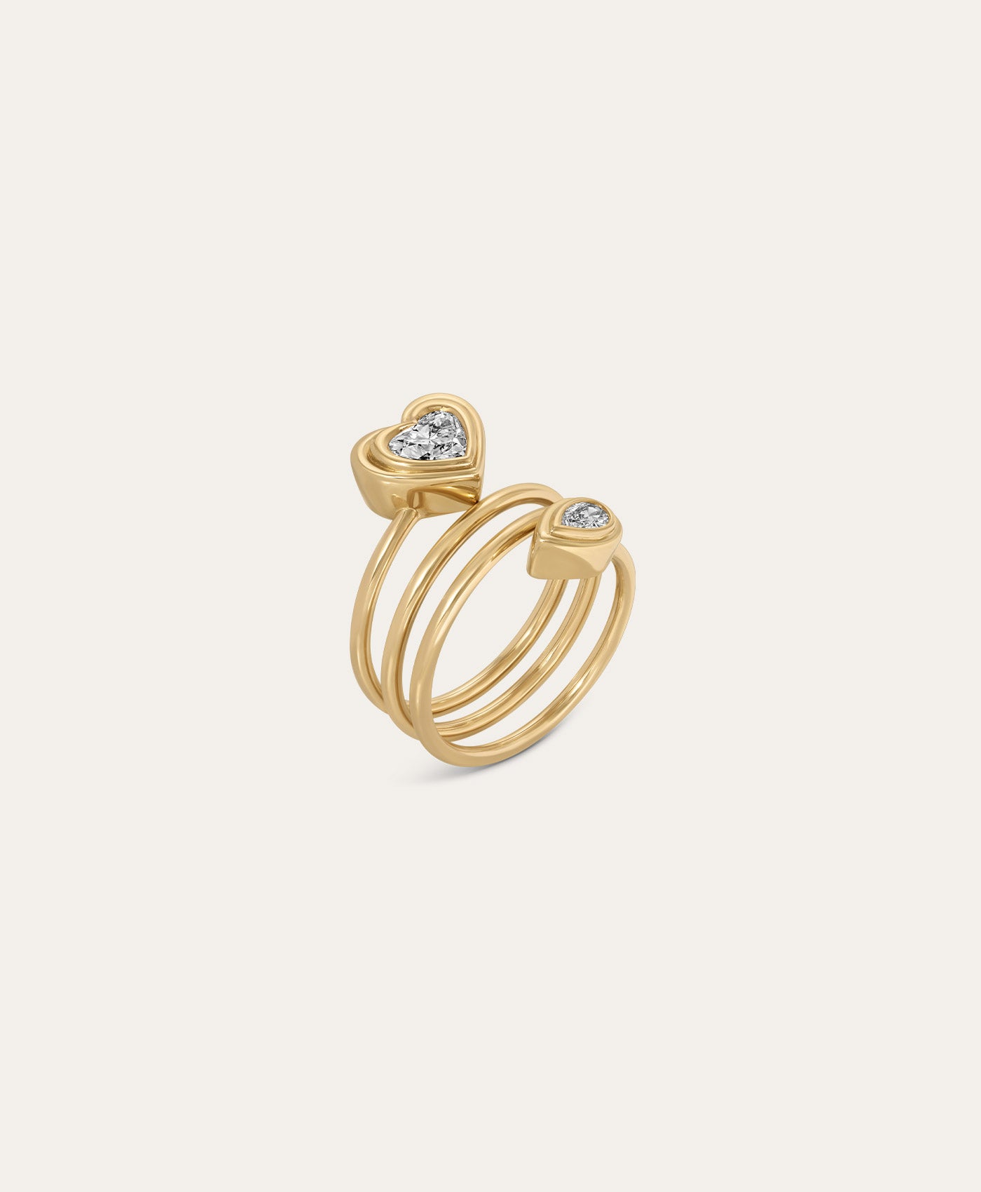 One of a Kind Groovy Diamond Heart and Pear Spiral Ring, Size 6