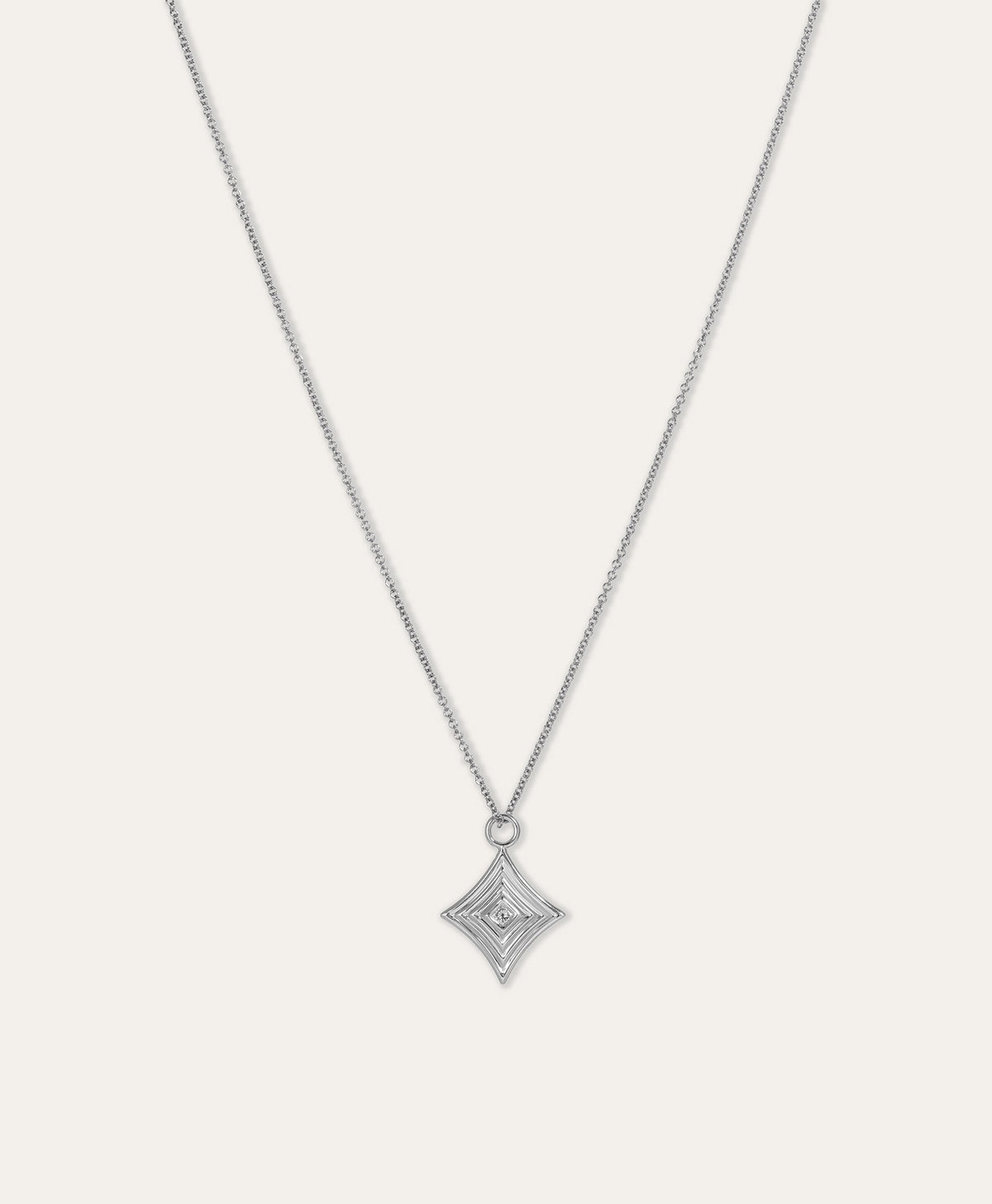 One of a Kind Groovy Geometric Diamond Lozenge Charm Necklace