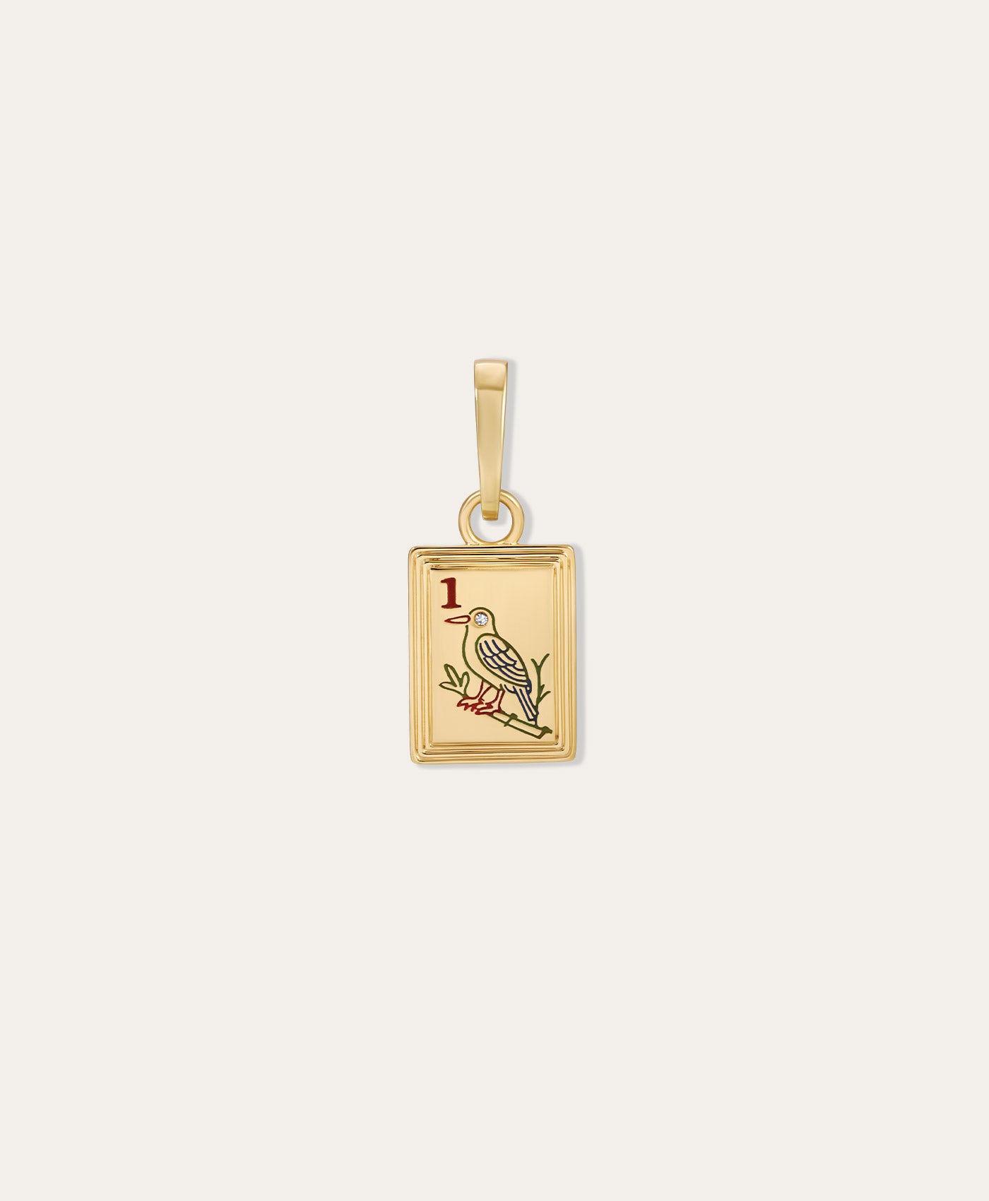 One of a Kind Groovy Mahjong Bamboo 1 Tile Hinged Charm