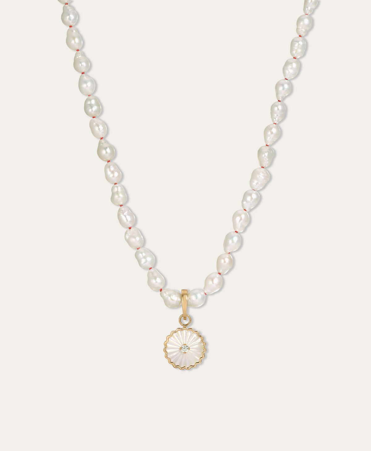 One of a Kind Groovy Mother Of Pearl + Diamond Teardrop Pearl Necklace