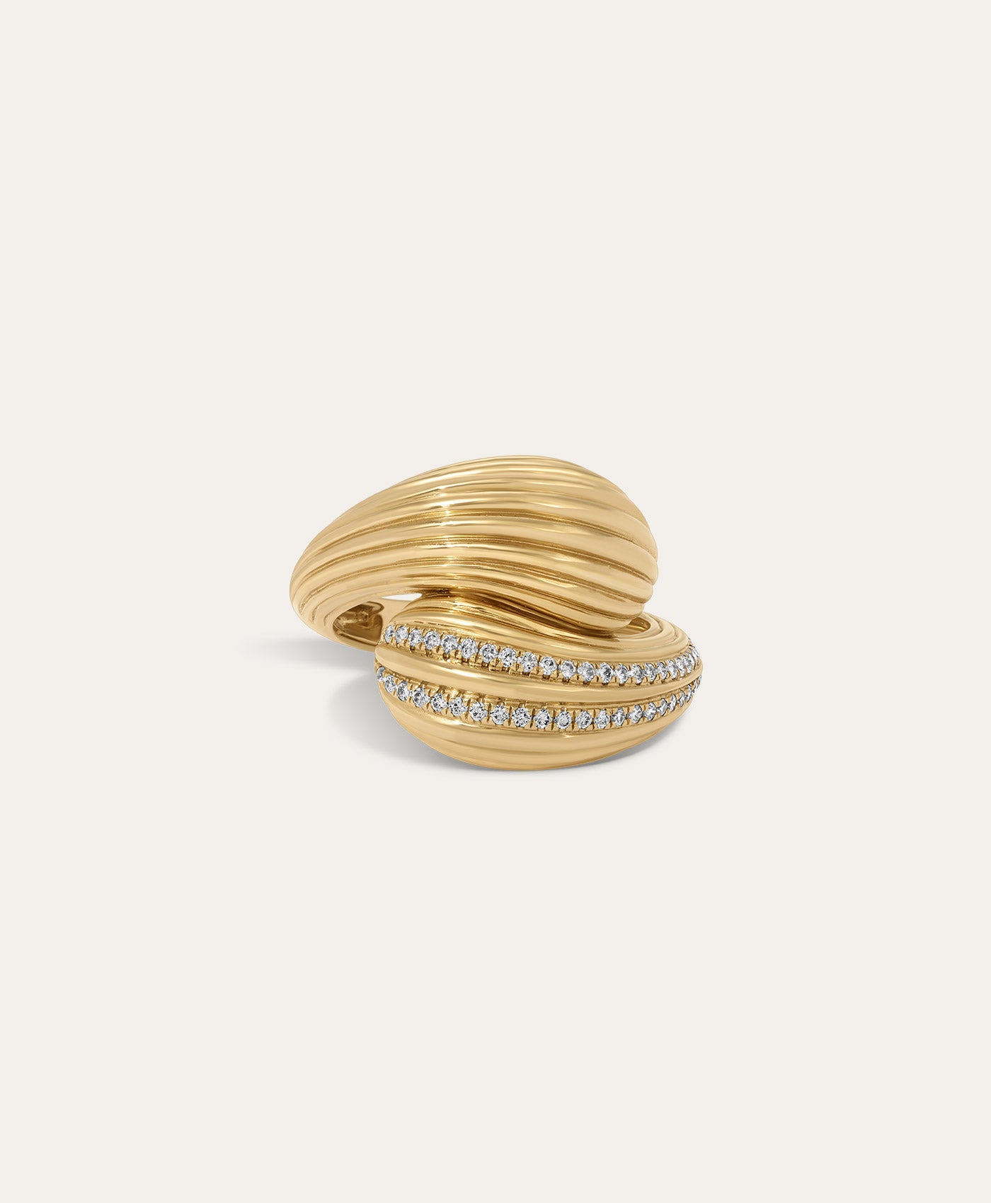 One of a Kind Groovy Pavé Organic Ring, Size 6