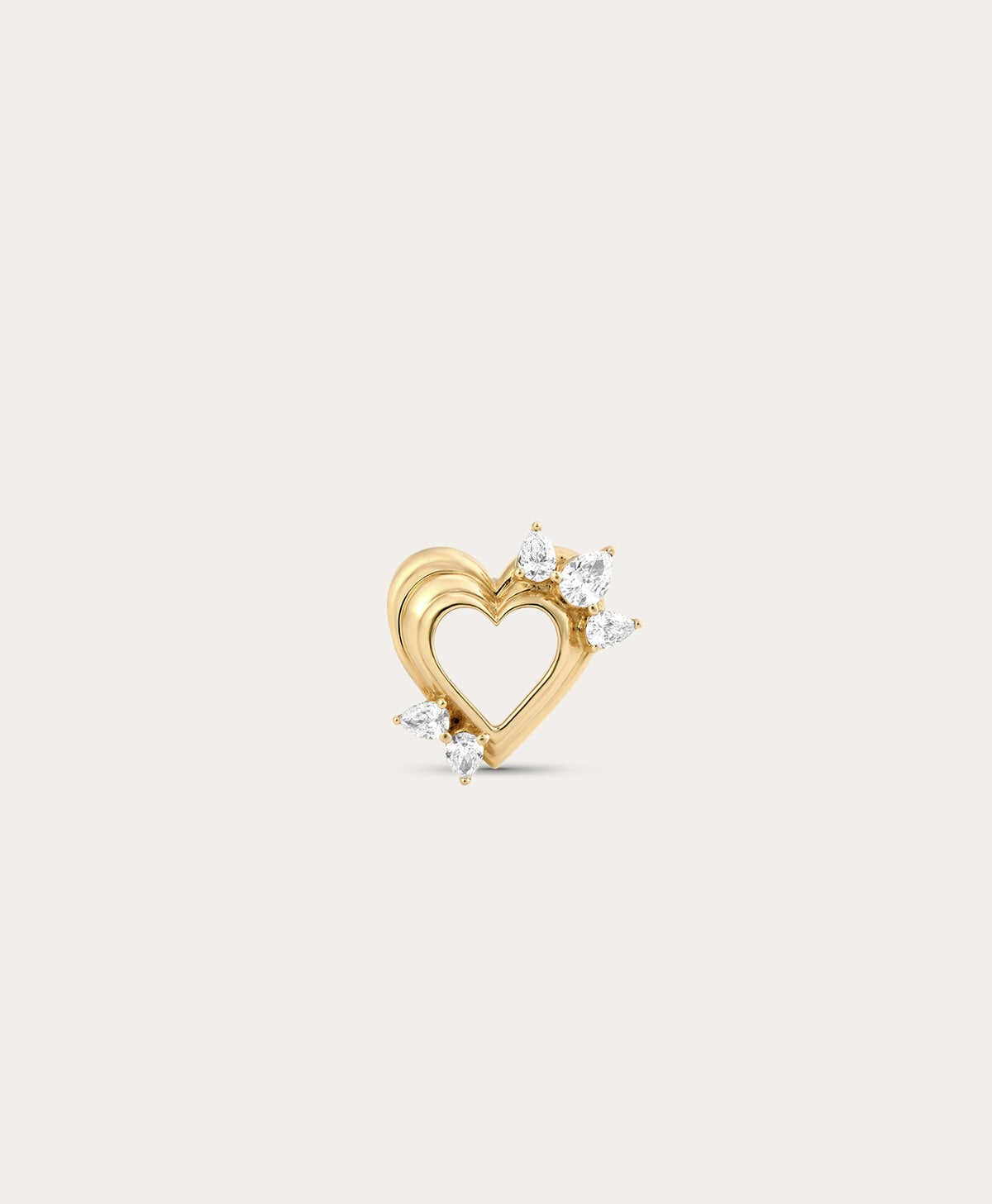 Open Heart Diamond Pear Big Bead - Lab Grown