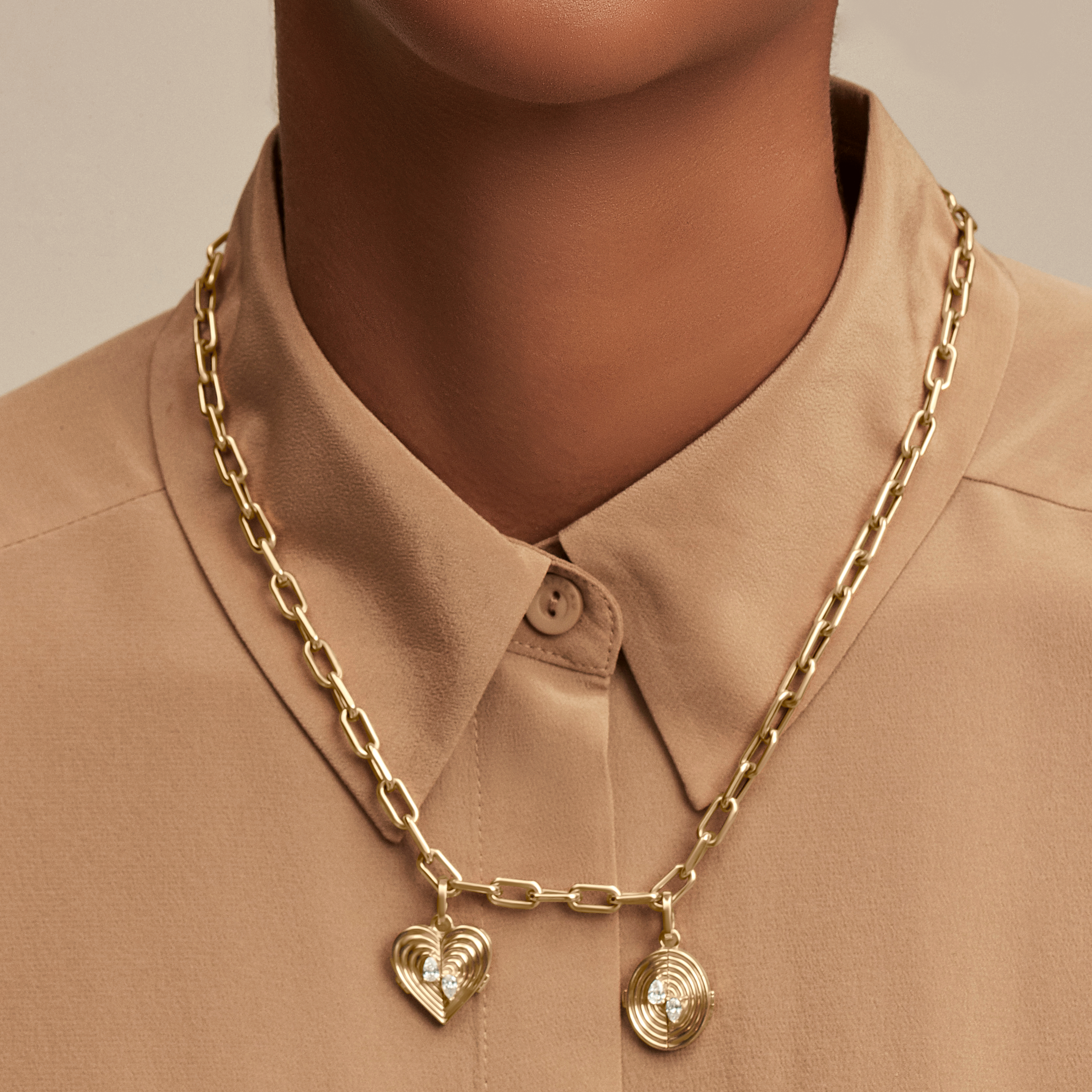 Groovy Oval Locket Hinged Charm - Lab Grown